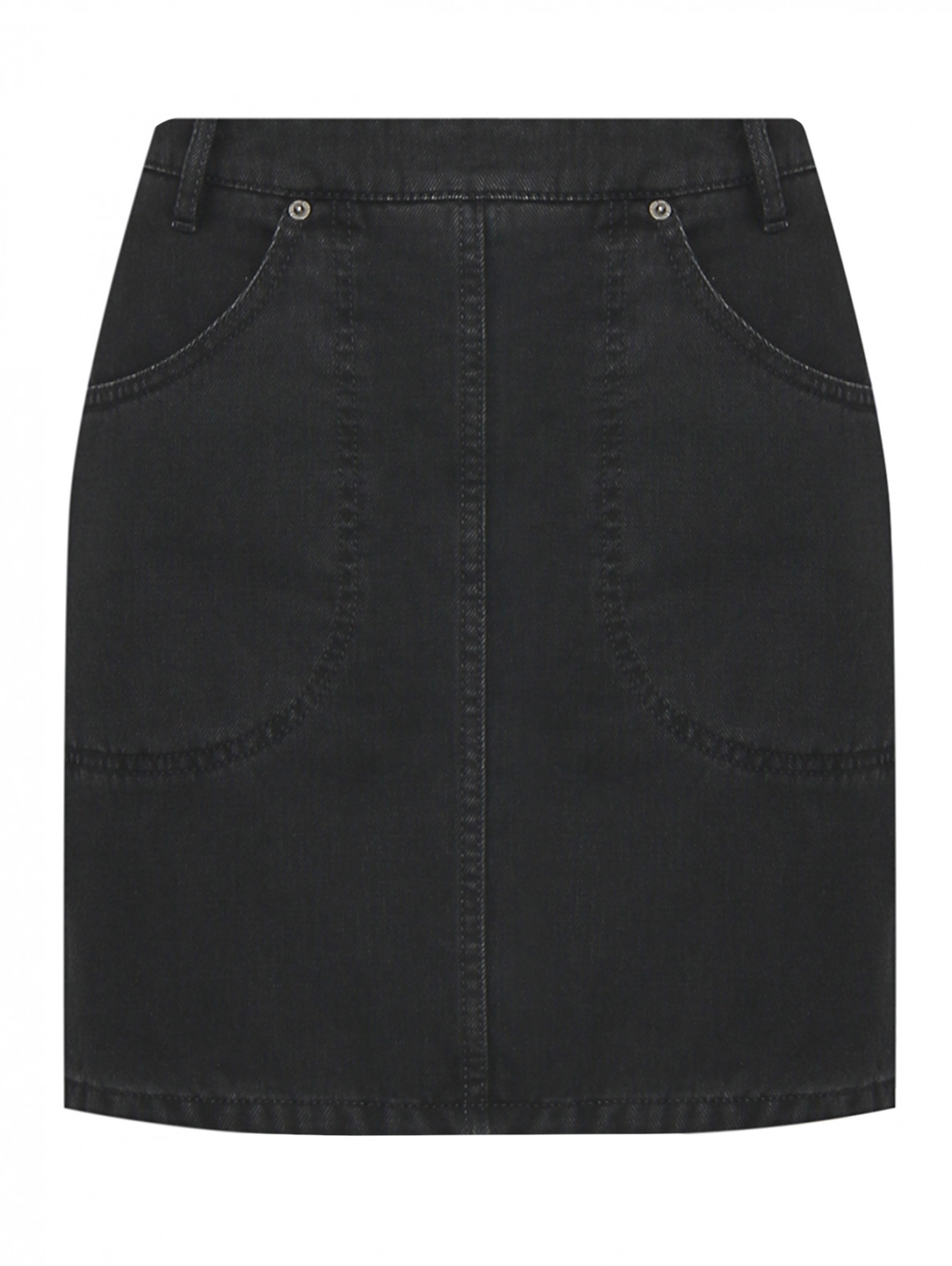 Джинсовая юбка-мини с карманами Kenzo  –  Общий вид  – Цвет:  Черный