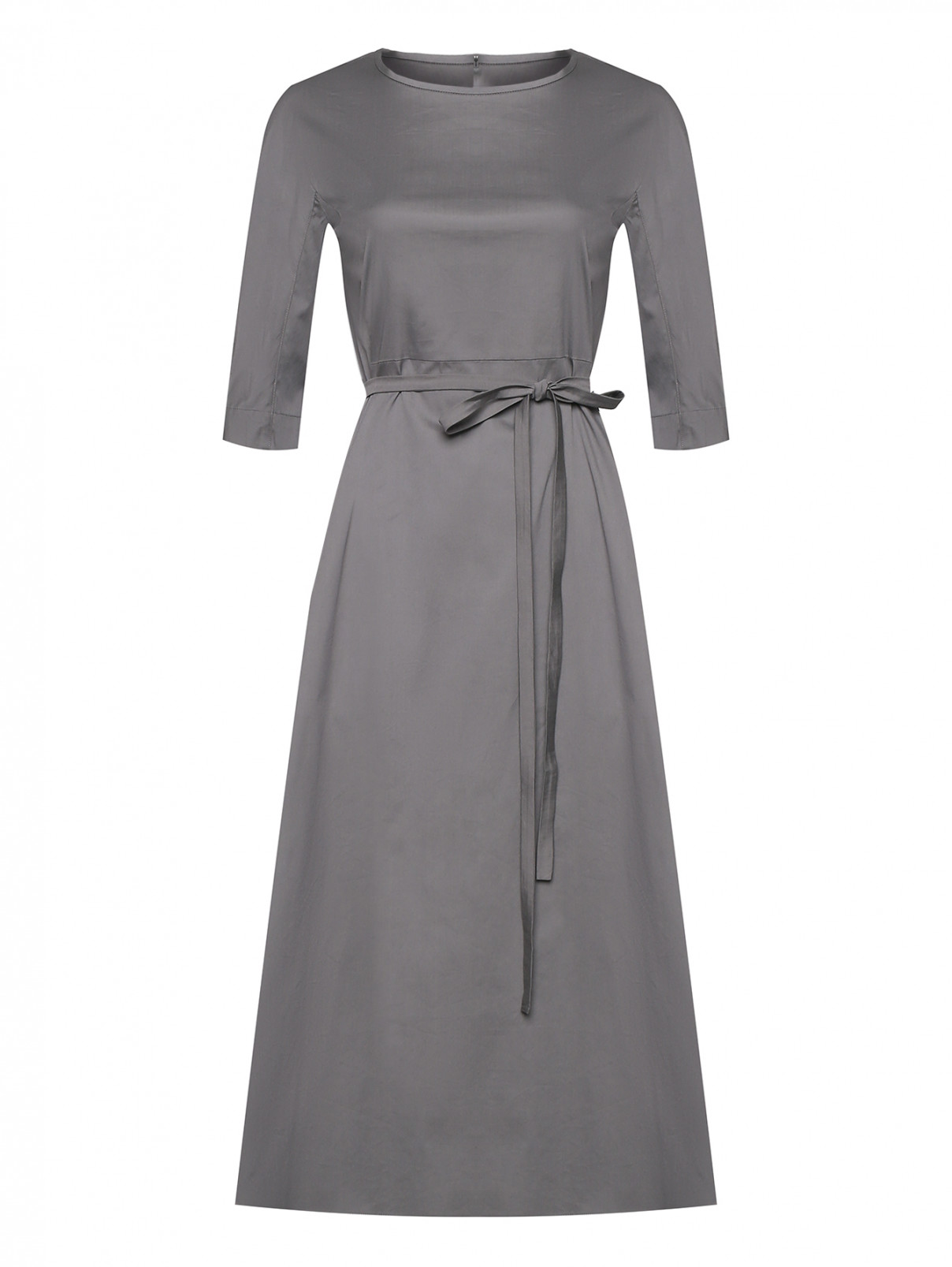 Платье-миди из хлопка с поясом Max Mara  –  Общий вид  – Цвет:  Серый