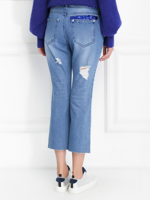 Укороченные джинсы декорированные пайетками - Модель Верх-Низ1