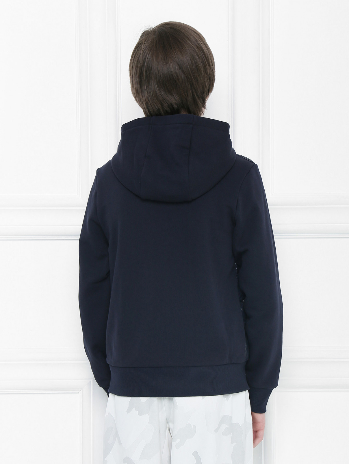 Пуховая куртка с трикотажными деталями Moncler  –  МодельВерхНиз1  – Цвет:  Синий
