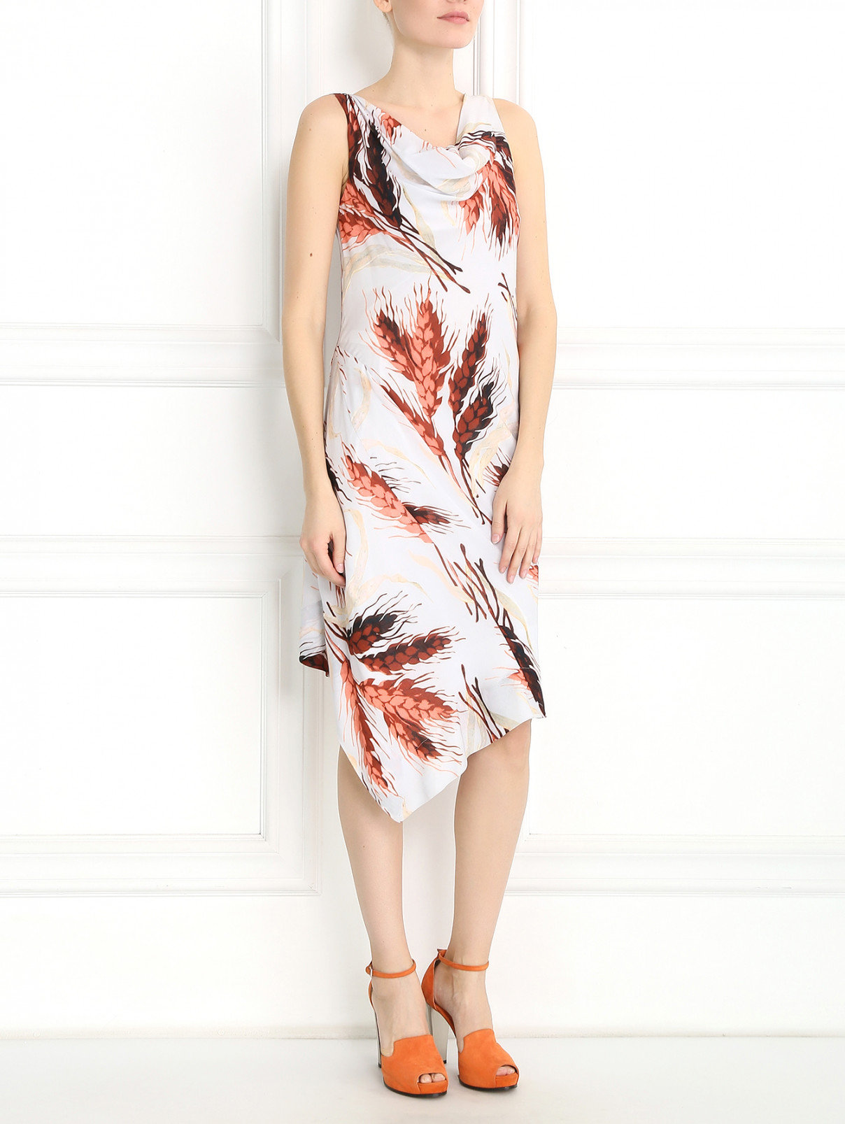 Платье-миди без рукавов с узором Vivienne Westwood  –  Модель Общий вид  – Цвет:  Серый