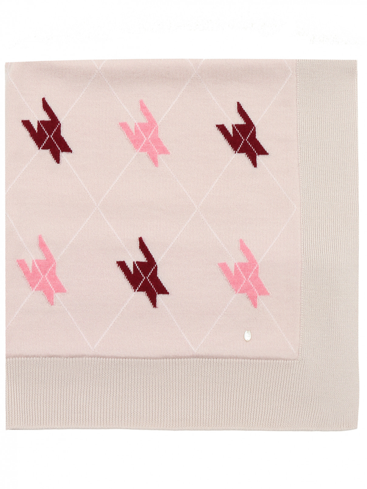 Плед трикотажный из шерсти с узором Baby Dior  –  Общий вид  – Цвет:  Бежевый