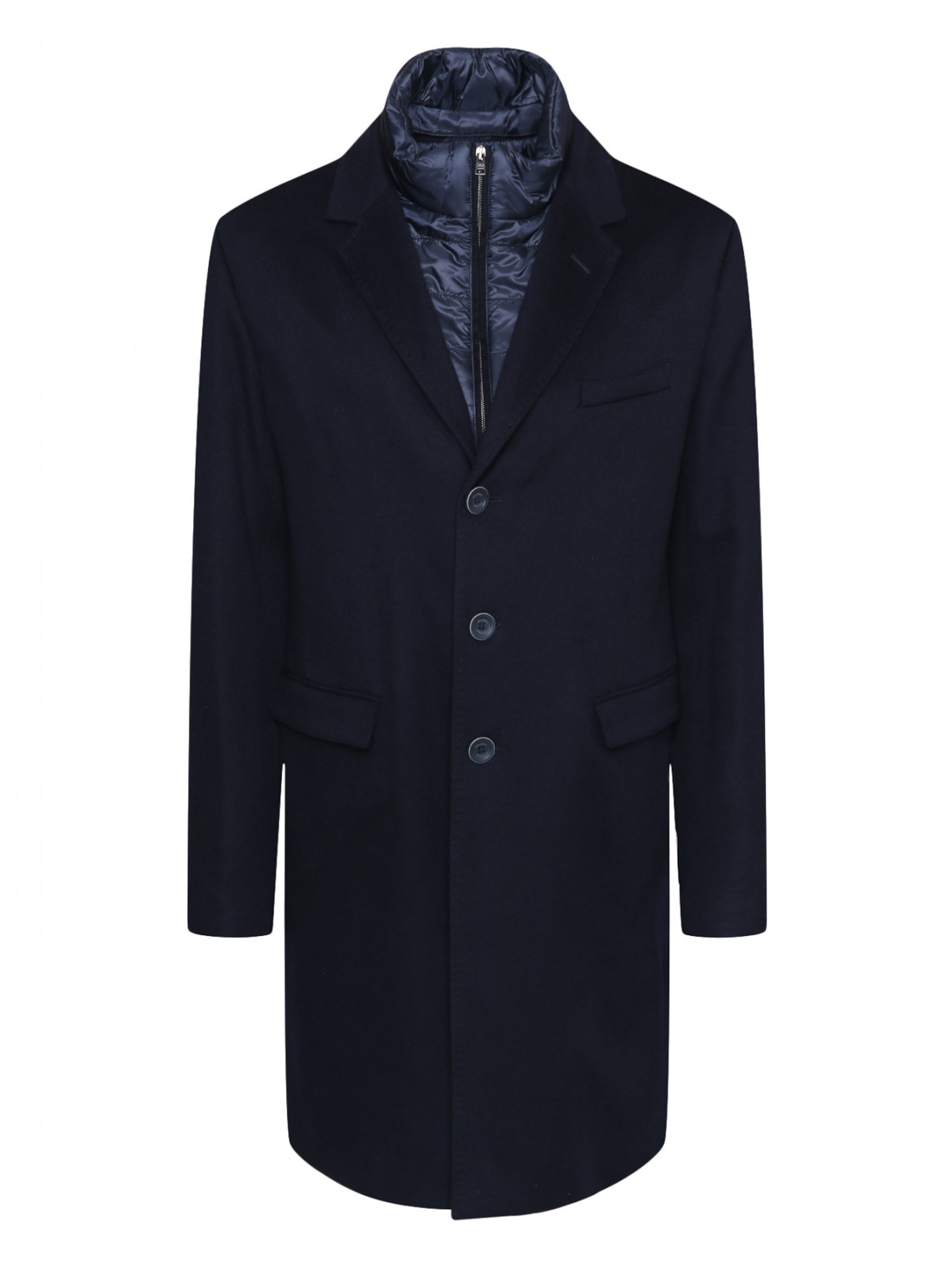 Пальто из кашемира утепленное Herno  –  Общий вид  – Цвет:  Синий