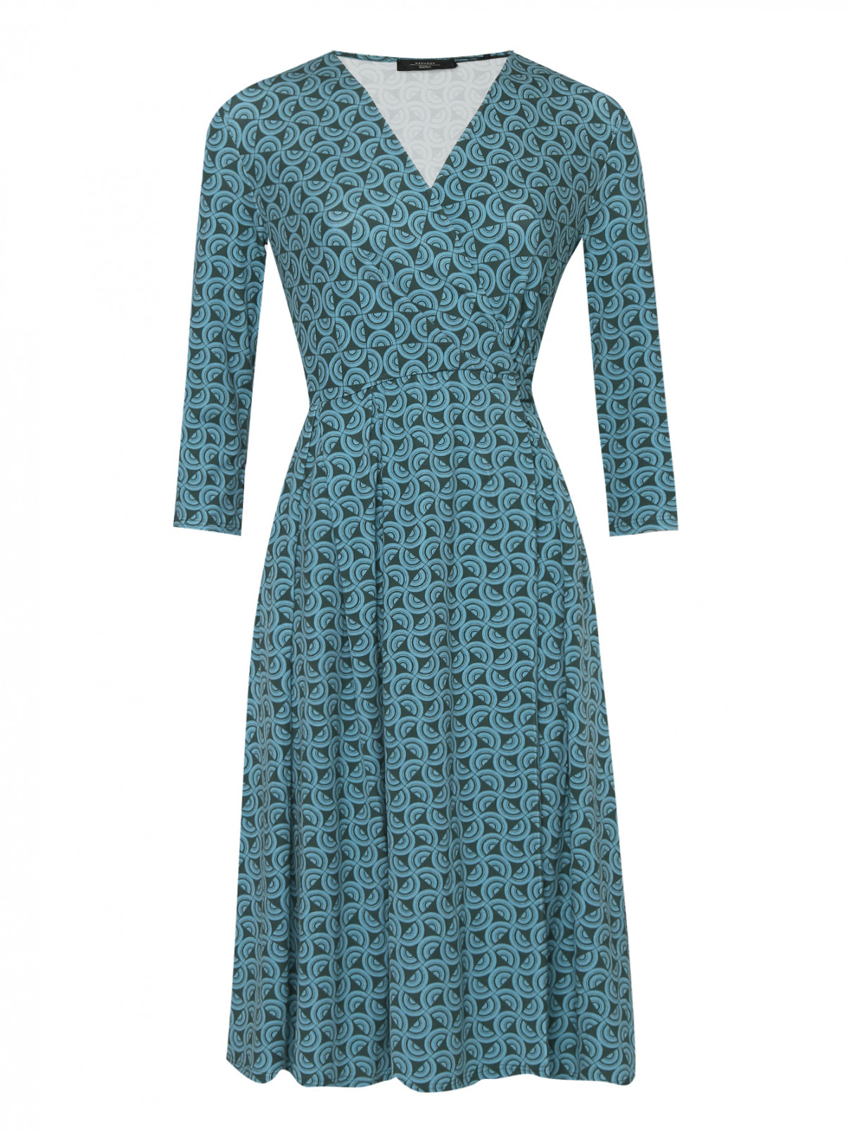 Платье из вискозы с узором Weekend Max Mara  –  Общий вид  – Цвет:  Зеленый