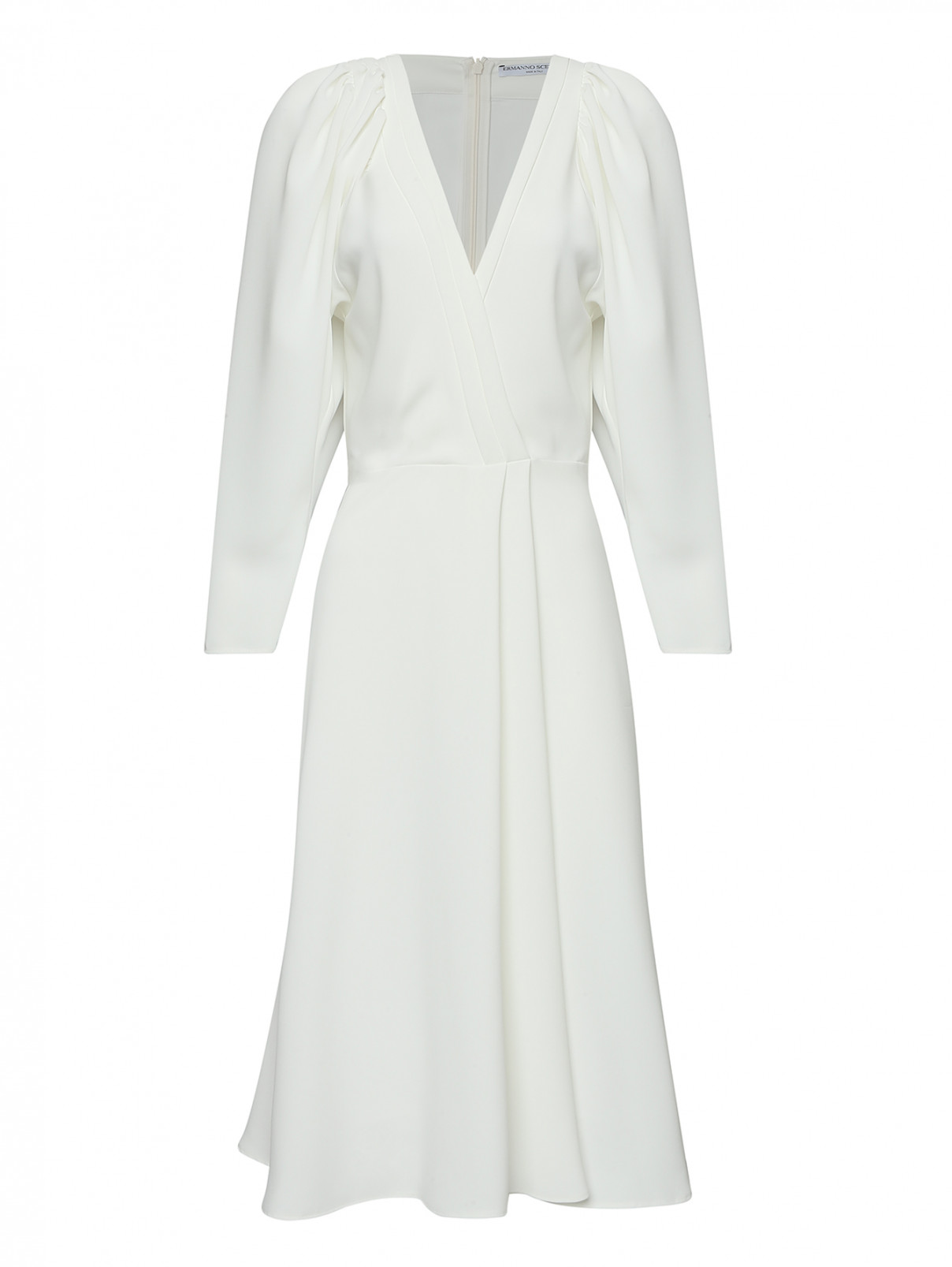 Платье-миди с V-образным вырезом Ermanno Scervino  –  Общий вид  – Цвет:  Белый