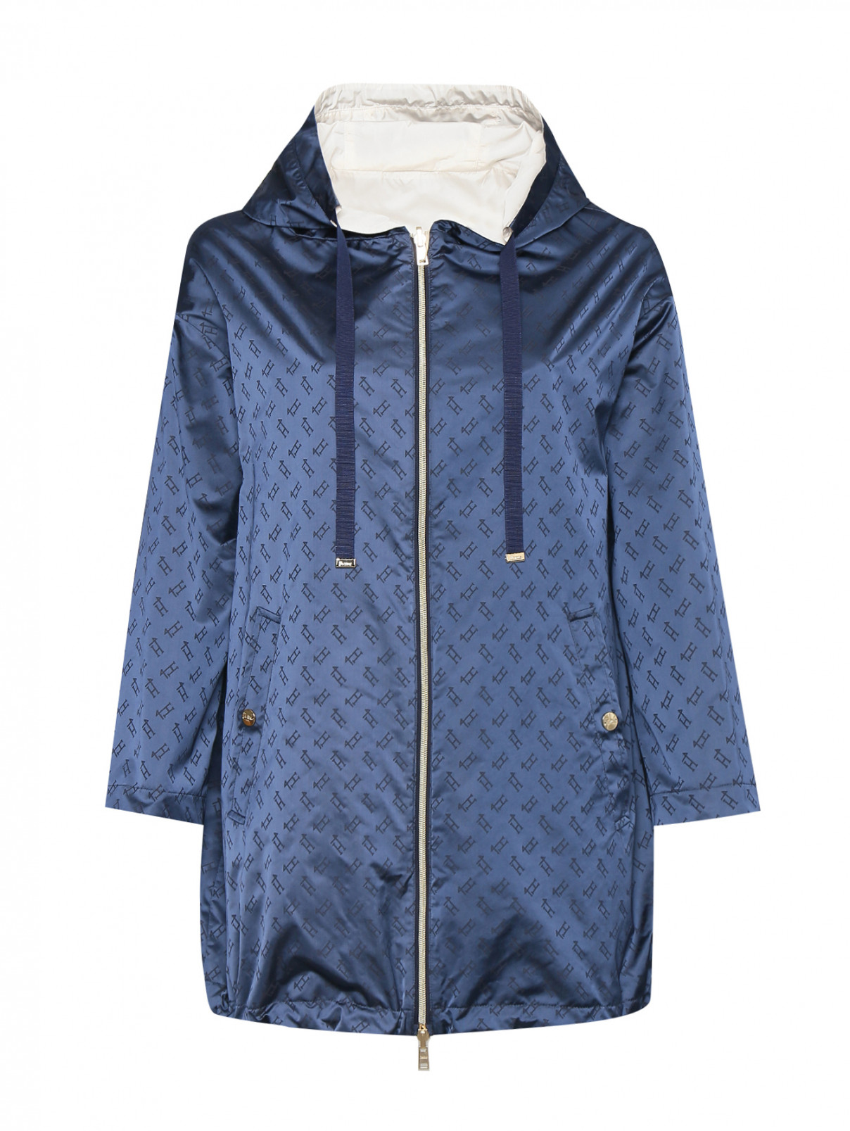 Куртка на молнии с капюшоном Herno  –  Общий вид  – Цвет:  Синий