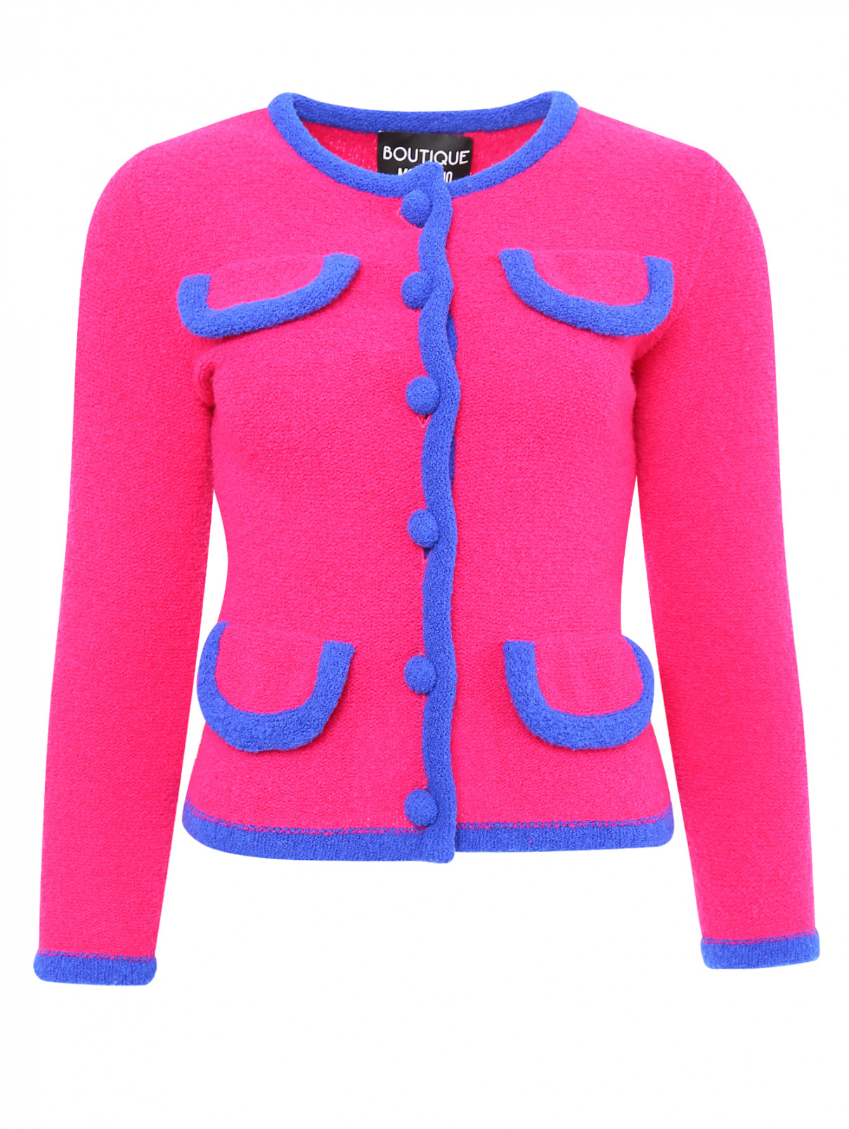 Жакет из шерсти с контрастными вставками Moschino Boutique  –  Общий вид  – Цвет:  Розовый