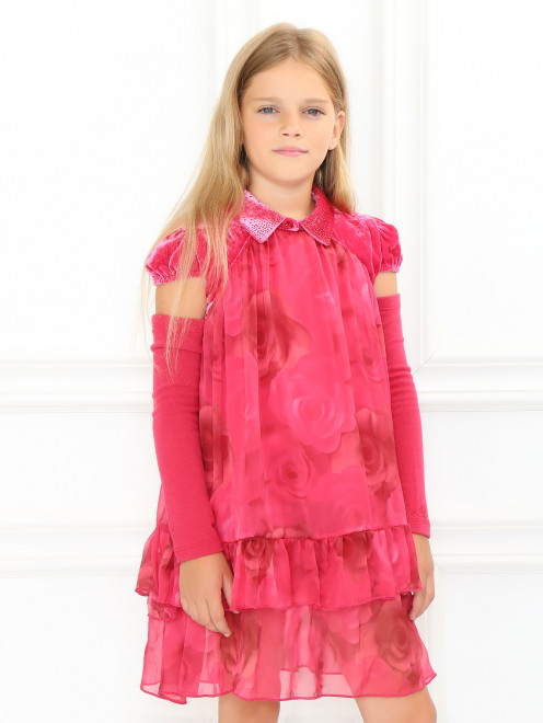 Платье из шелка  свободного кроя с рукавами в комплекте Miss Blumarine - Модель Верх-Низ