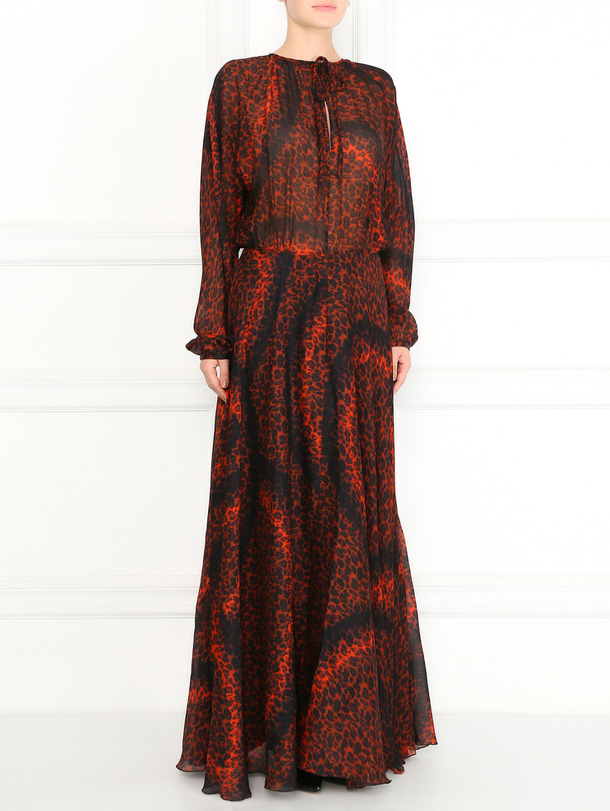 Платье-макси из шелка с узором Jean Paul Gaultier  –  Модель Общий вид  – Цвет:  Узор