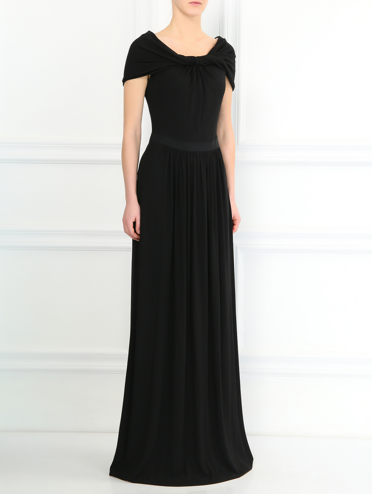 Платье-макси с драпировкой Giambattista Valli  –  Модель Общий вид  – Цвет:  Черный