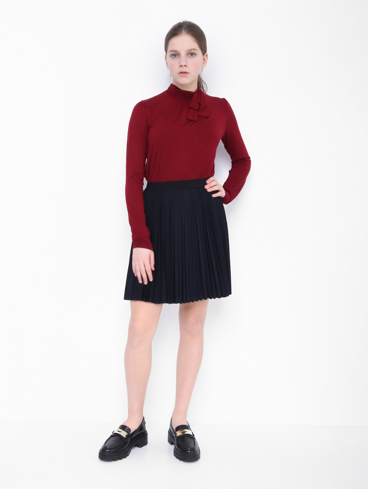 Блуза из вискозы с бантом Aletta Couture  –  МодельОбщийВид  – Цвет:  Красный