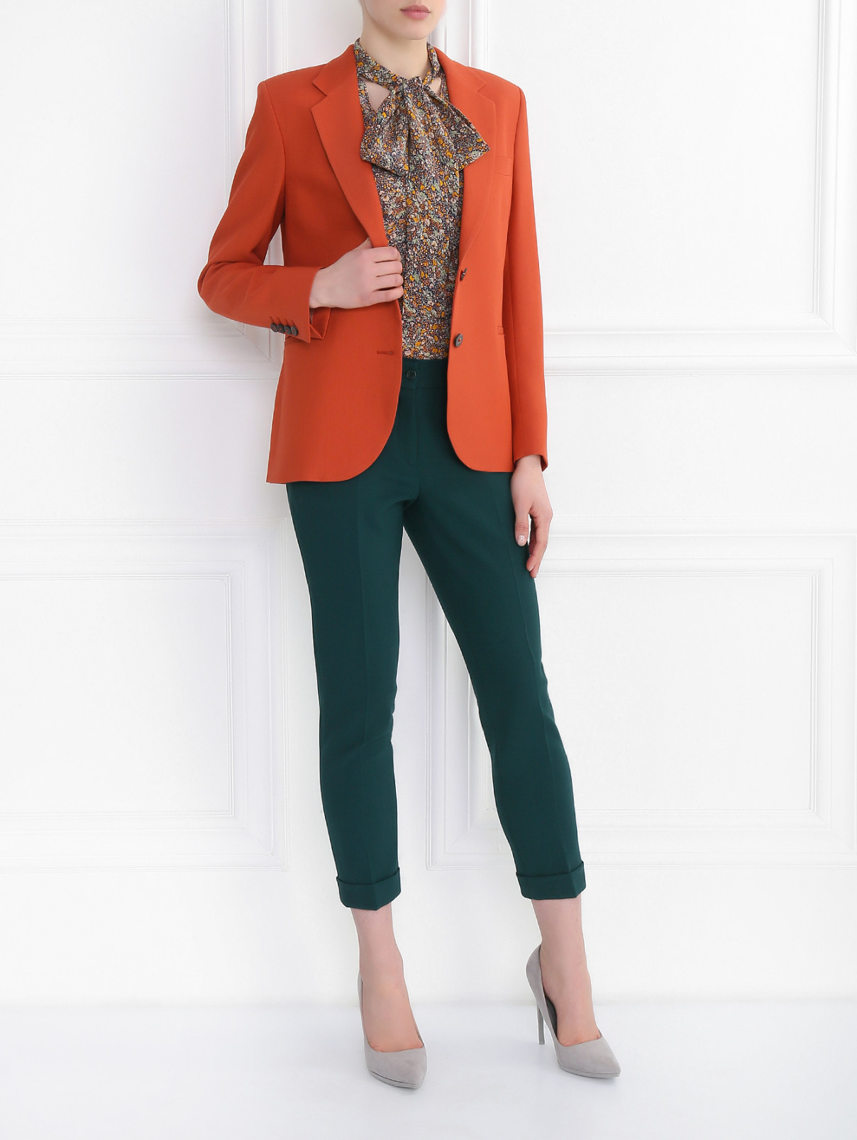 Однобортный пиджак из шерсти и шелка Paul Smith  –  Общий вид  – Цвет:  Оранжевый