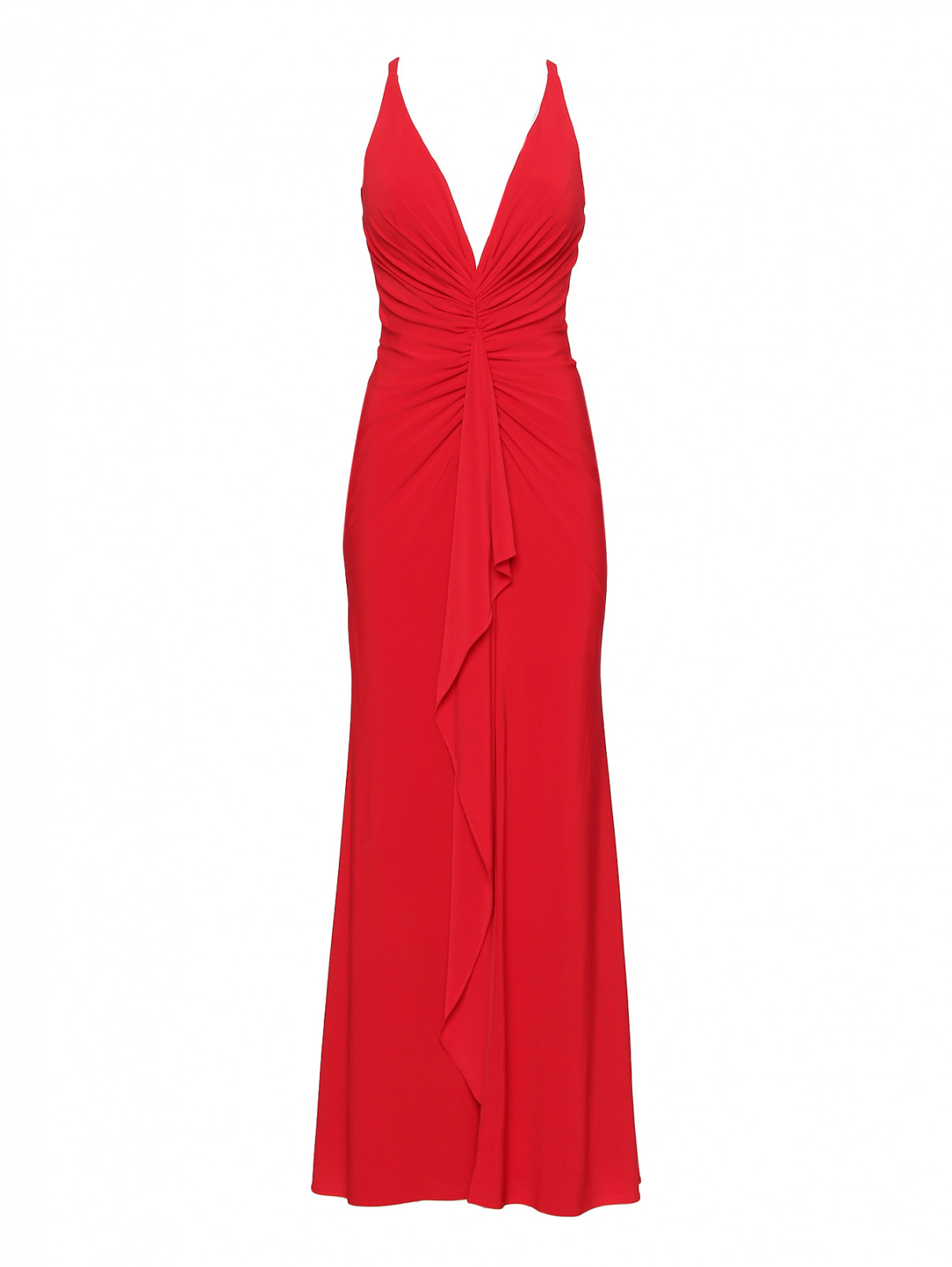 Платье-макси с драпировкой и разрезом Forever Unique  –  Общий вид  – Цвет:  Красный