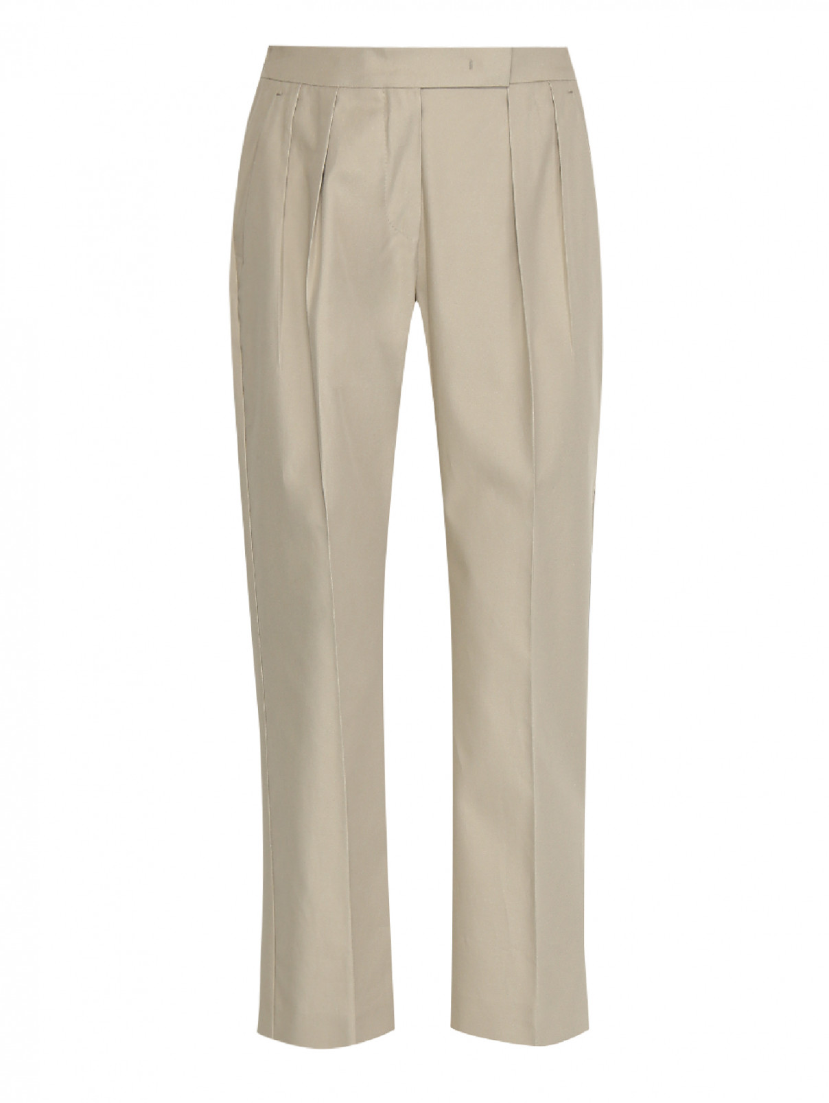 Укороченные брюки из хлопка с защипами Max Mara  –  Общий вид  – Цвет:  Зеленый