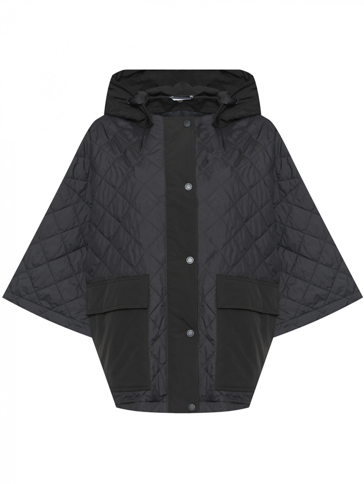 Стеганая куртка с карманами и капюшоном Weekend Max Mara  –  Общий вид  – Цвет:  Черный