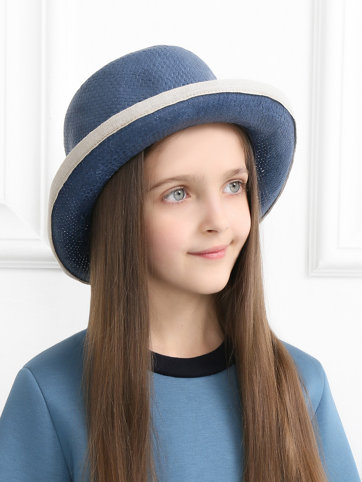 Шляпа соломенная с контрастной лентой Il Gufo  –  МодельОбщийВид  – Цвет:  Синий