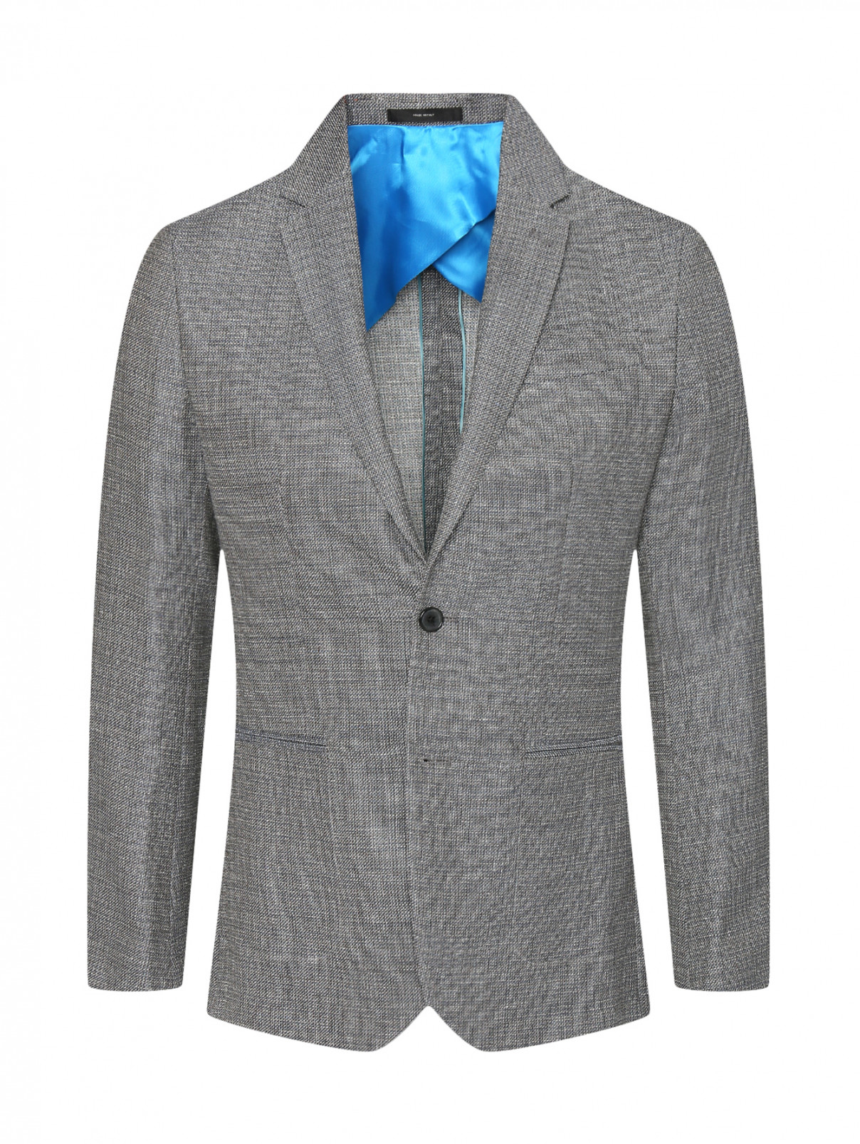 Однобортный пиджак из шерсти и льна Paul Smith  –  Общий вид  – Цвет:  Серый