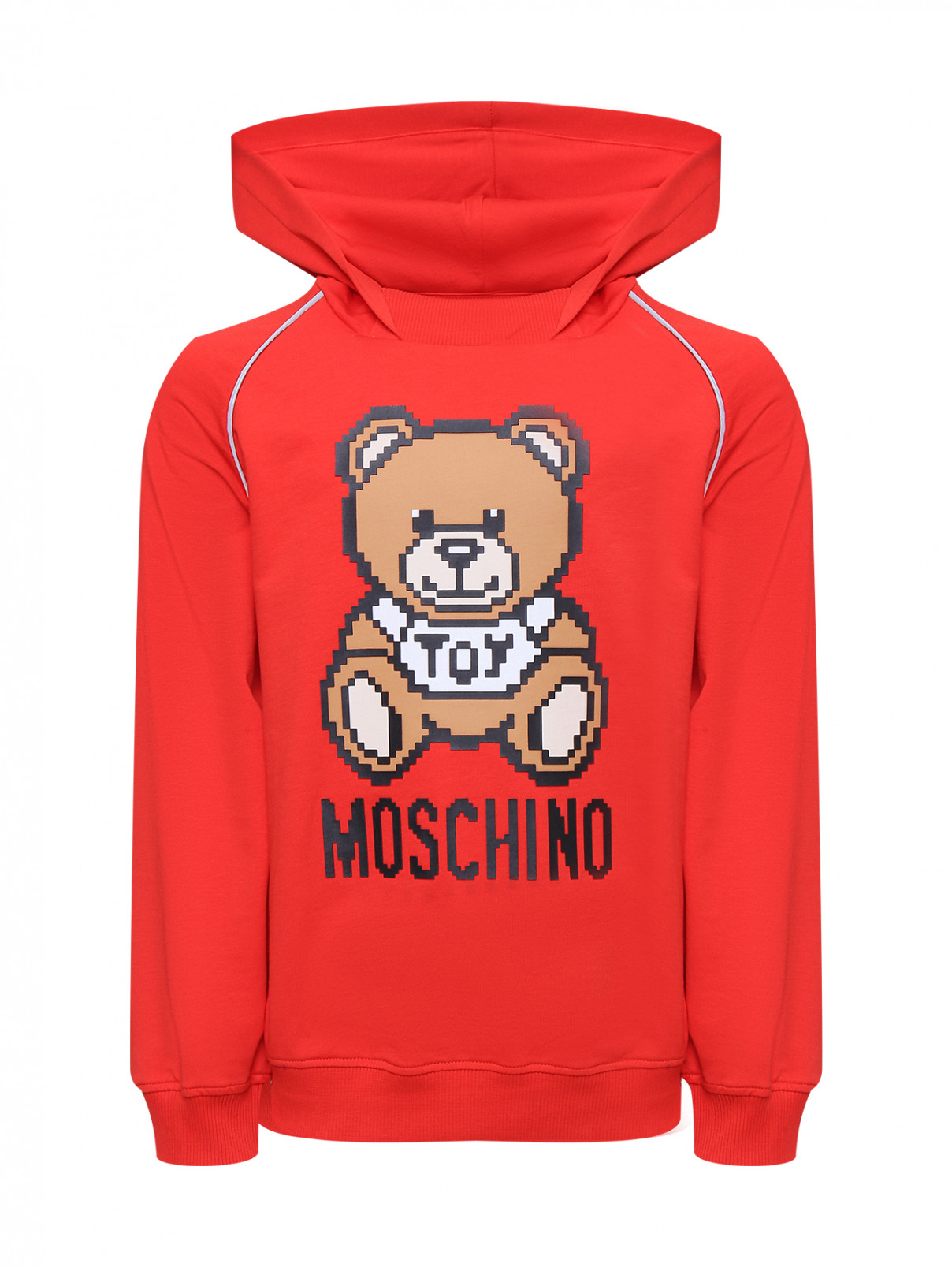 Толстовка с капюшоном и принтом Moschino  –  Общий вид  – Цвет:  Красный