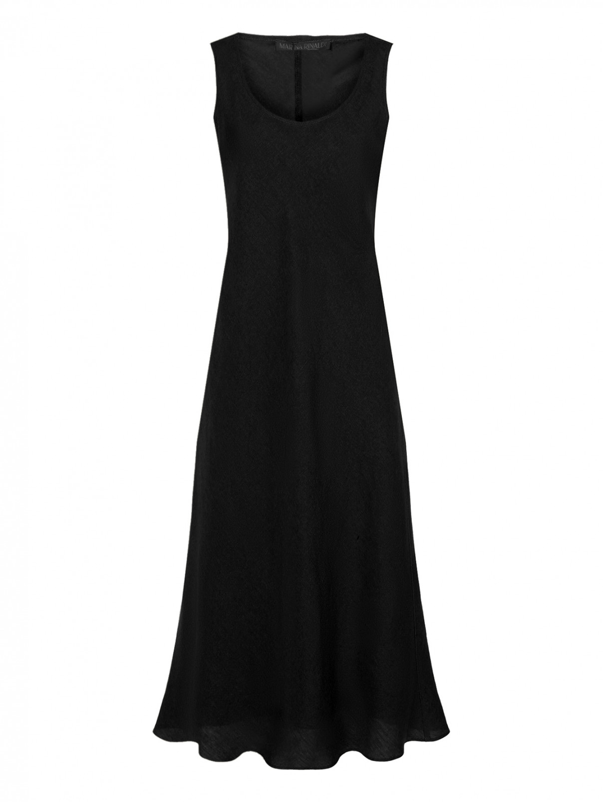Минималистичное платье из льна Marina Rinaldi  –  Общий вид  – Цвет:  Черный