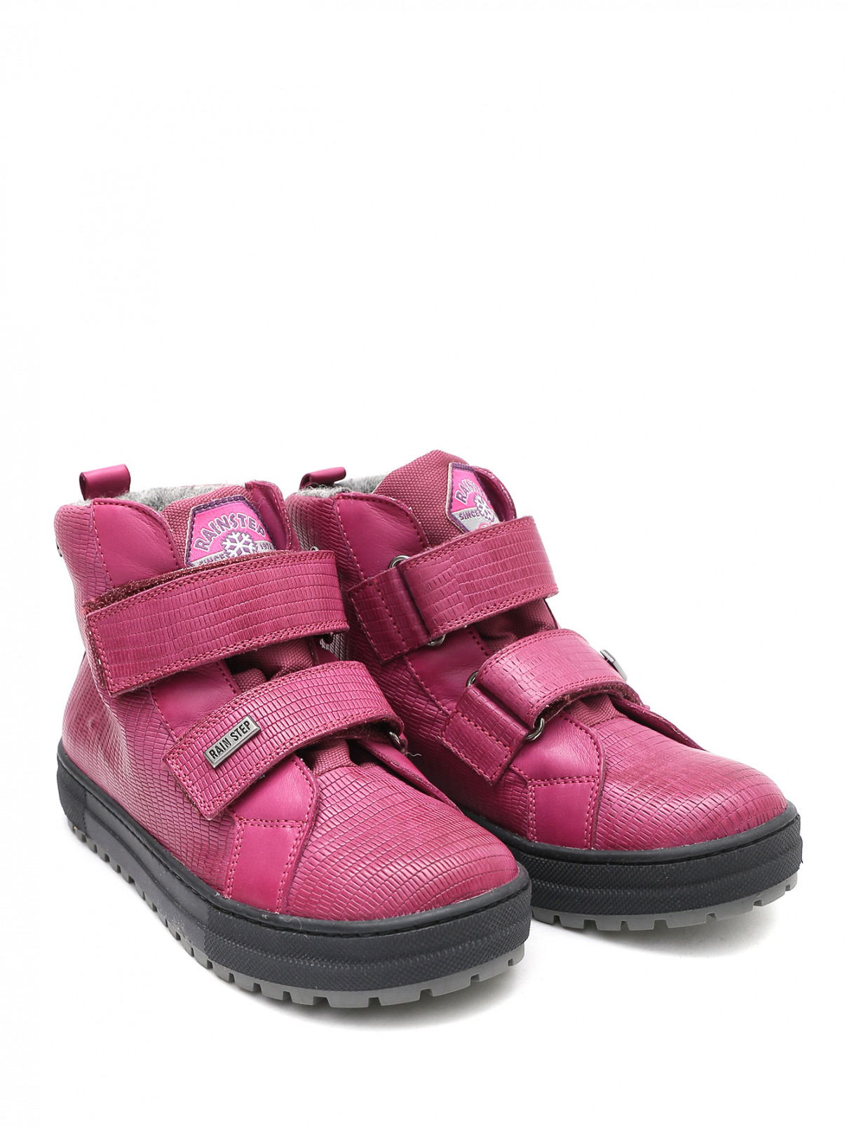 Ботинки из кожи на липучке Naturino  –  Общий вид  – Цвет:  Фиолетовый