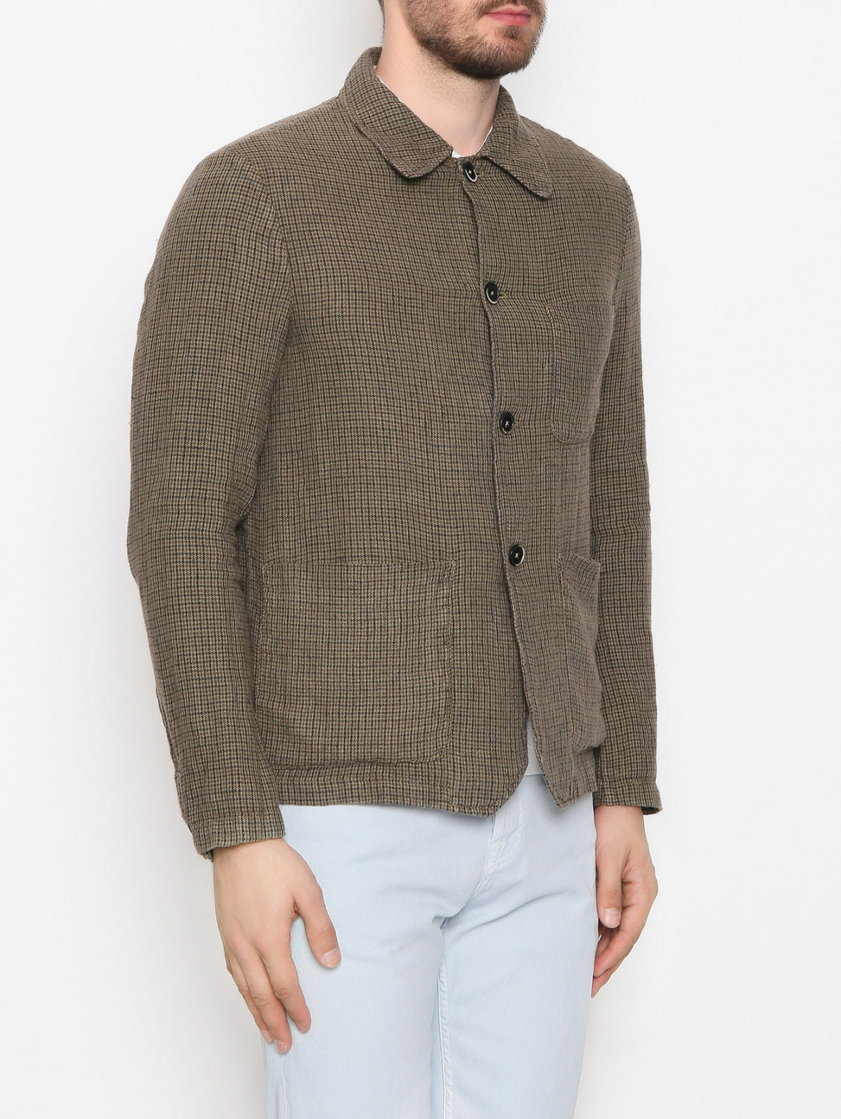 Куртка из льна с накладными карманами Barena  –  МодельВерхНиз  – Цвет:  Бежевый