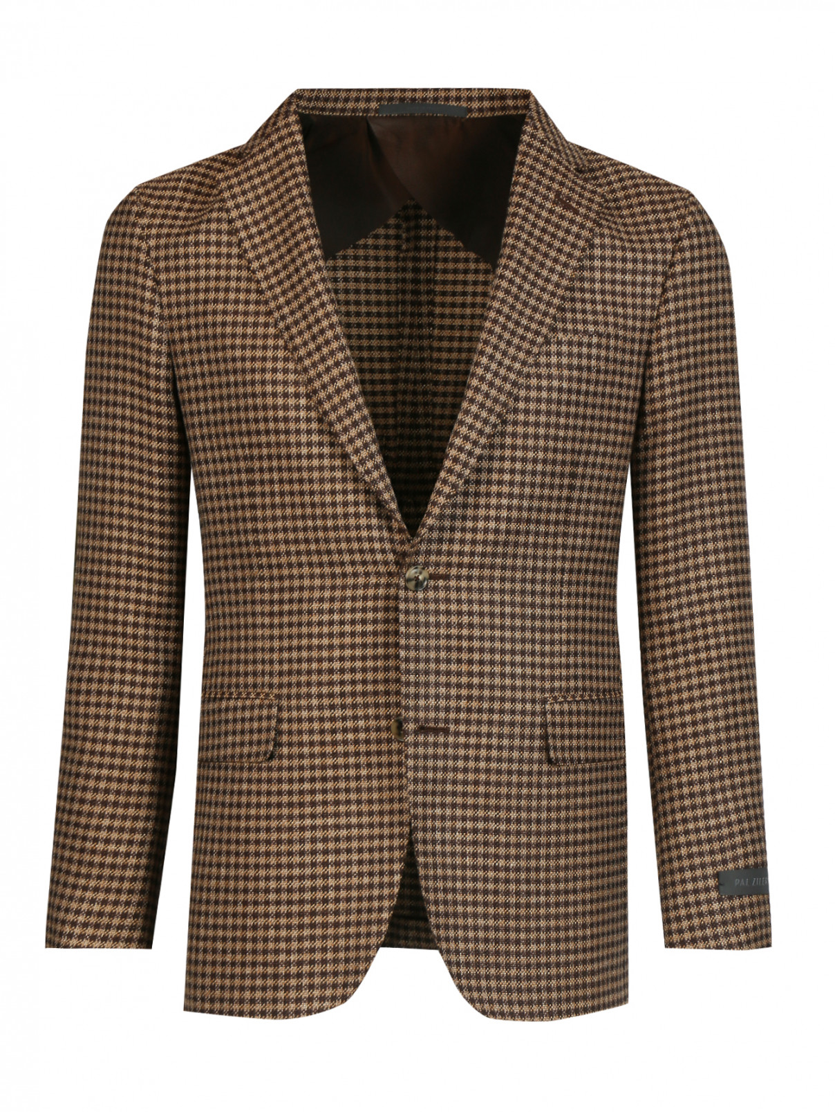 Пиджак из шерсти и шелка с узором Pal Zileri  –  Общий вид  – Цвет:  Коричневый