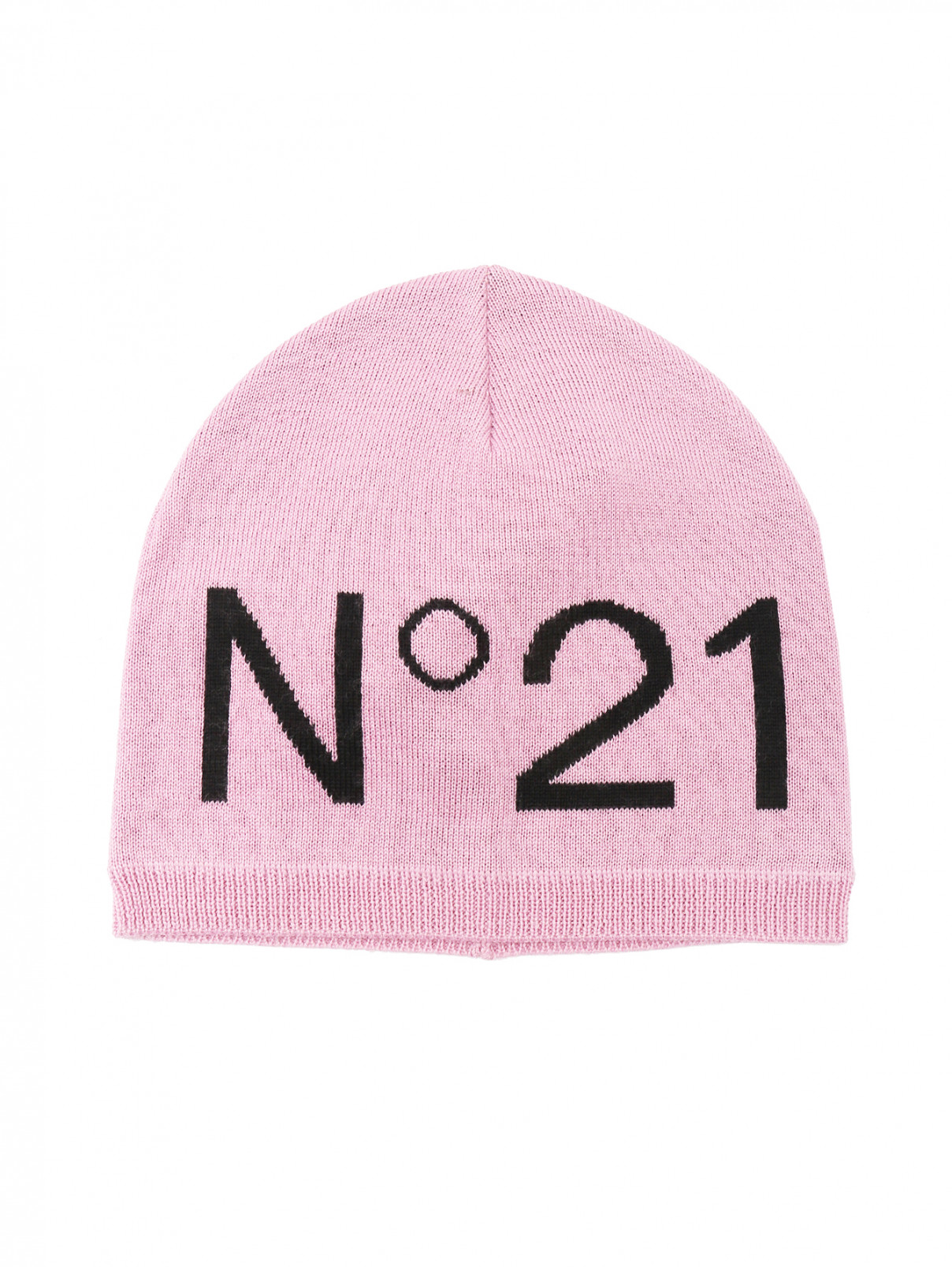 Шапка из шерсти и акрила с логотипом N21  –  Общий вид  – Цвет:  Розовый