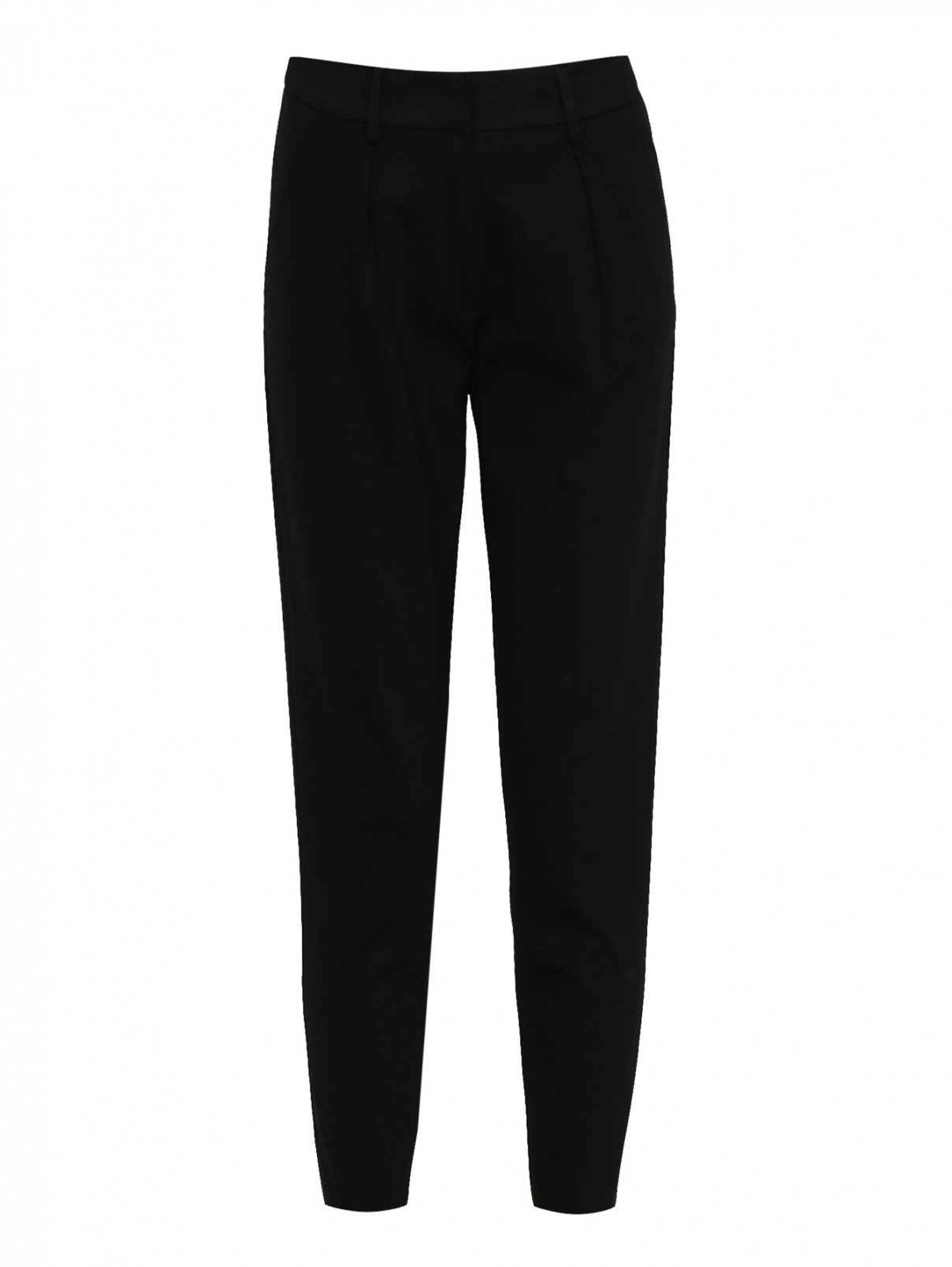Укороченные брюки с карманами Manila Grace  –  Общий вид  – Цвет:  Черный