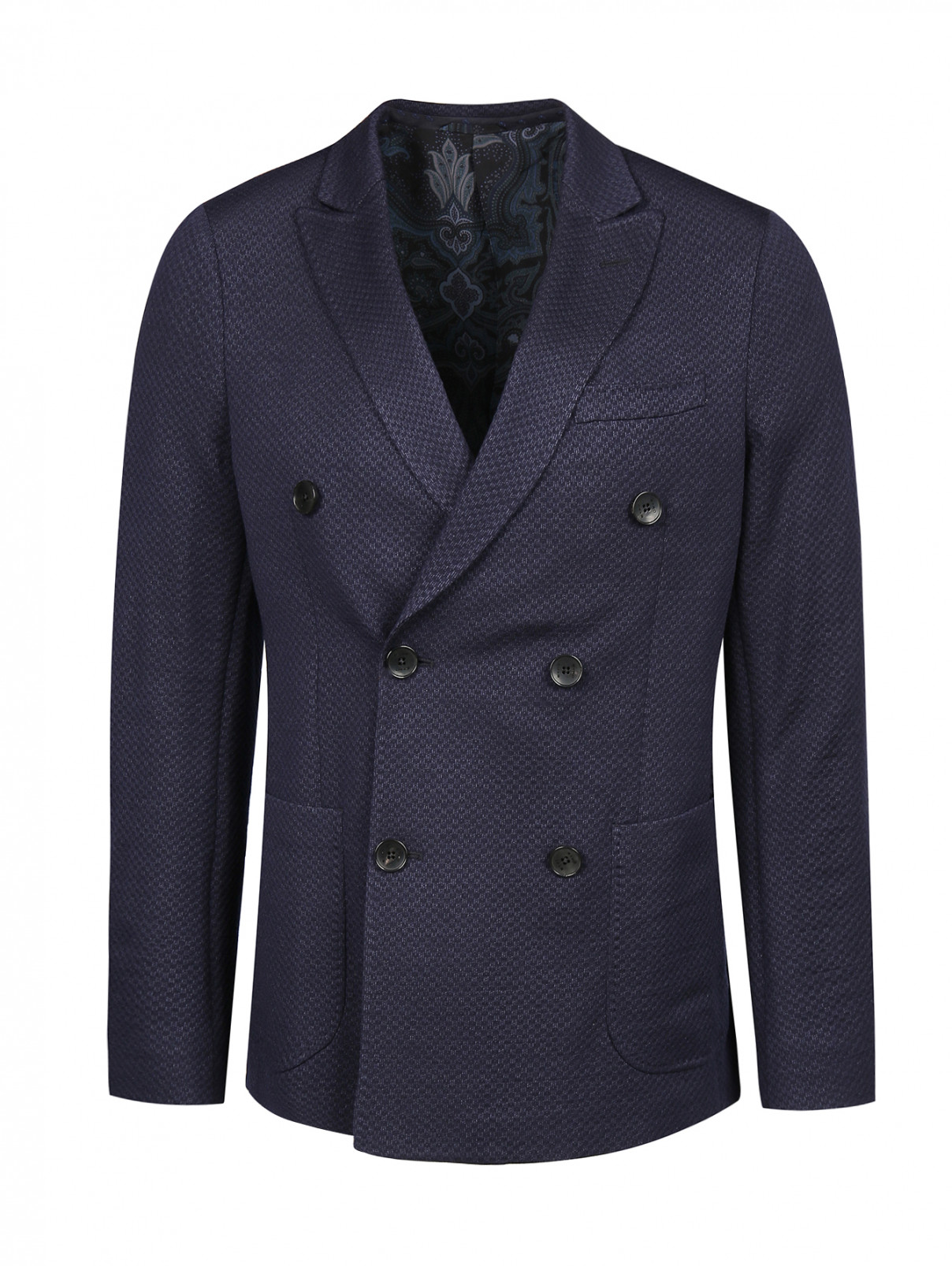 Пиджак из шерсти и шелка Etro  –  Общий вид  – Цвет:  Синий