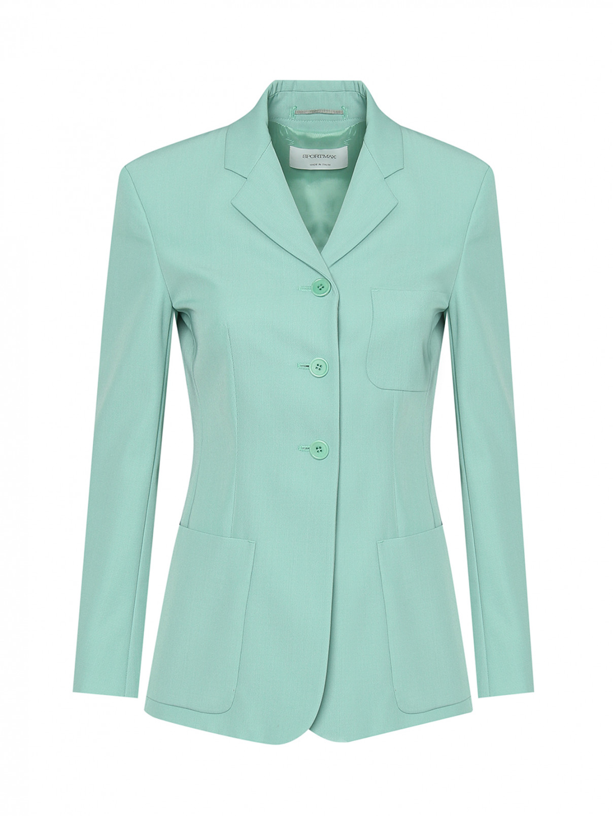 Жакет из смешанной шерсти с накладными карманами Sportmax  –  Общий вид  – Цвет:  Зеленый
