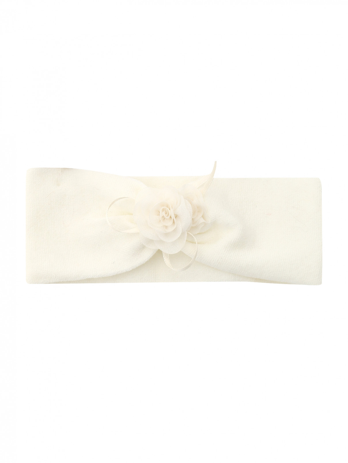Повязка для волос трикотажная с декором La Perla  –  Общий вид  – Цвет:  Белый