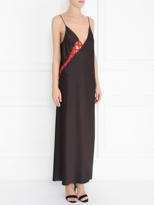 Платье из шелка с декором DKNY - Модель Верх-Низ
