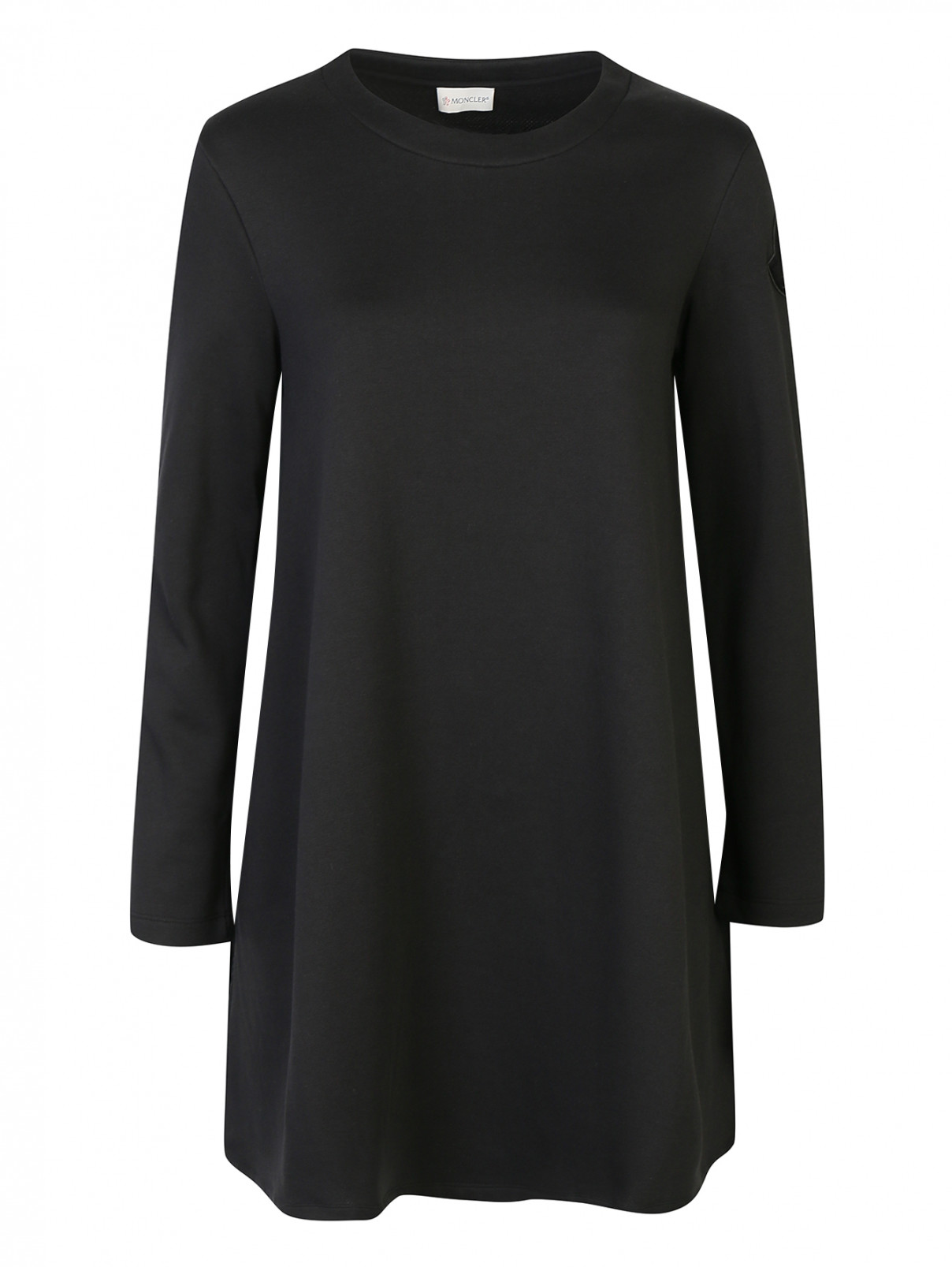 Платье трикотажное со сборкой сзади Moncler  –  Общий вид  – Цвет:  Черный
