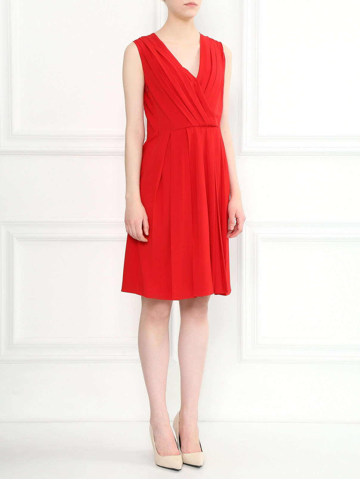 Платье с V-образным вырезом Moschino  –  Модель Общий вид  – Цвет:  Красный
