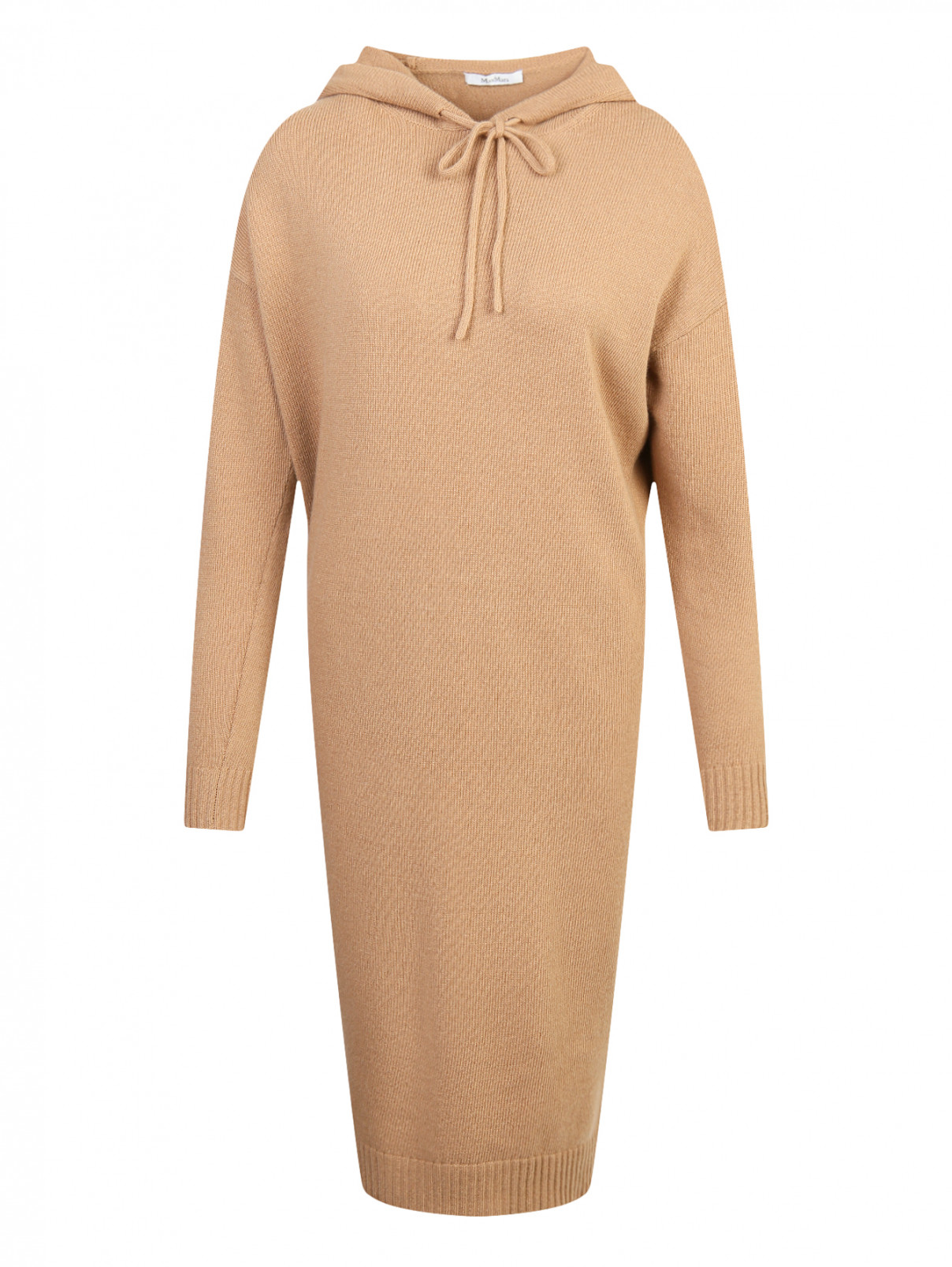 Платье трикотажное из шерсти с капюшоном Max Mara  –  Общий вид  – Цвет:  Бежевый