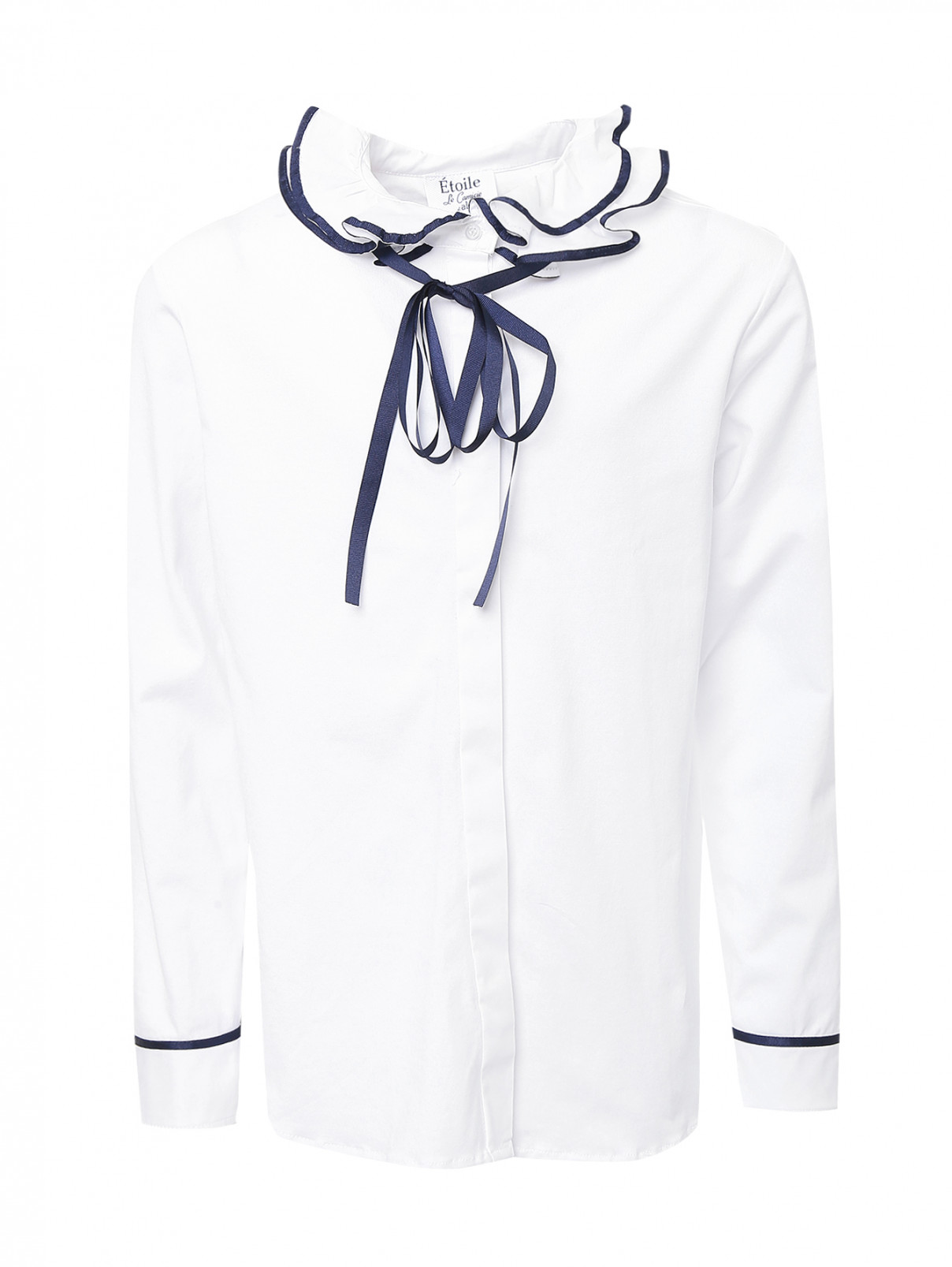 Блуза из хлопка с оборками Aletta Couture  –  Общий вид  – Цвет:  Белый