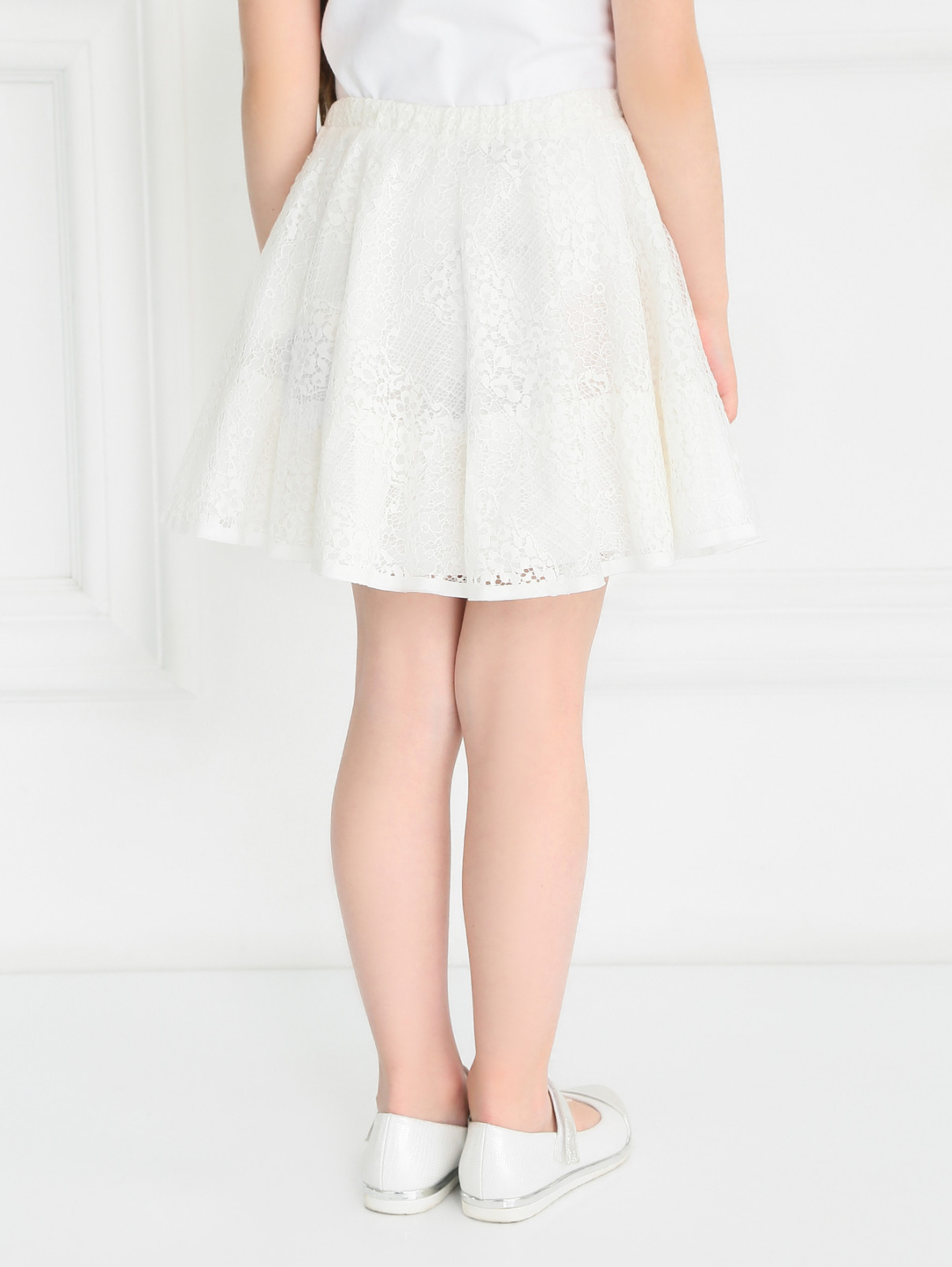 Кружевная юбка-солнце из хлопка Ermanno Scervino Junior  –  Модель Верх-Низ1  – Цвет:  Белый