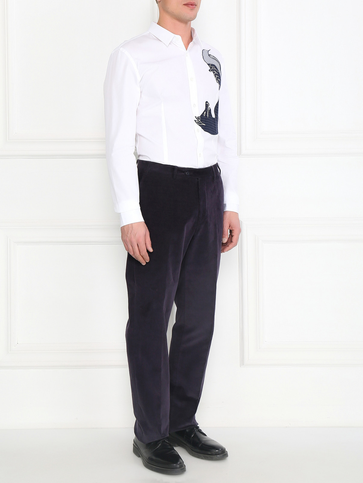 Рубашка из хлопка с узором на груди Antonio Marras  –  Модель Общий вид  – Цвет:  Белый