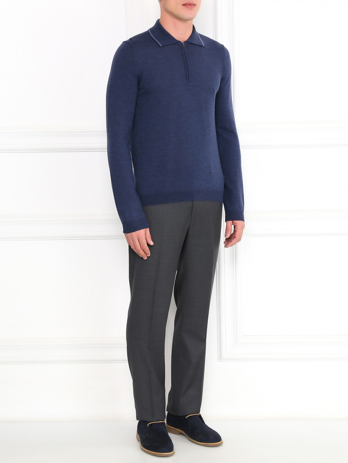 Классические брюки из фактурной шерсти Pal Zileri  –  Модель Общий вид  – Цвет:  Серый
