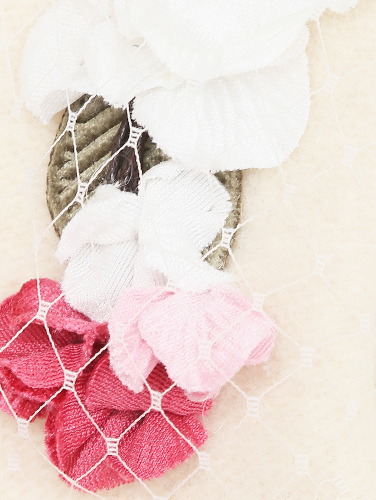 Берет с сеткой и цветочным декором MONNALISA  –  Деталь  – Цвет:  Белый