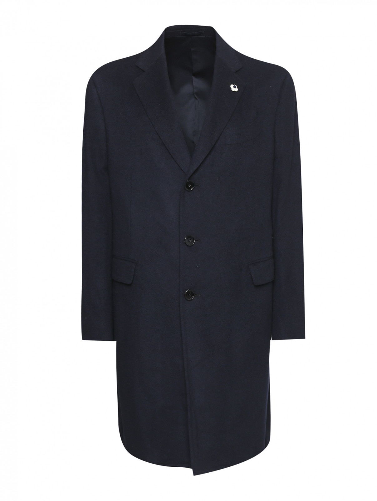 Пальто однобортное из кашемира LARDINI  –  Общий вид  – Цвет:  Синий