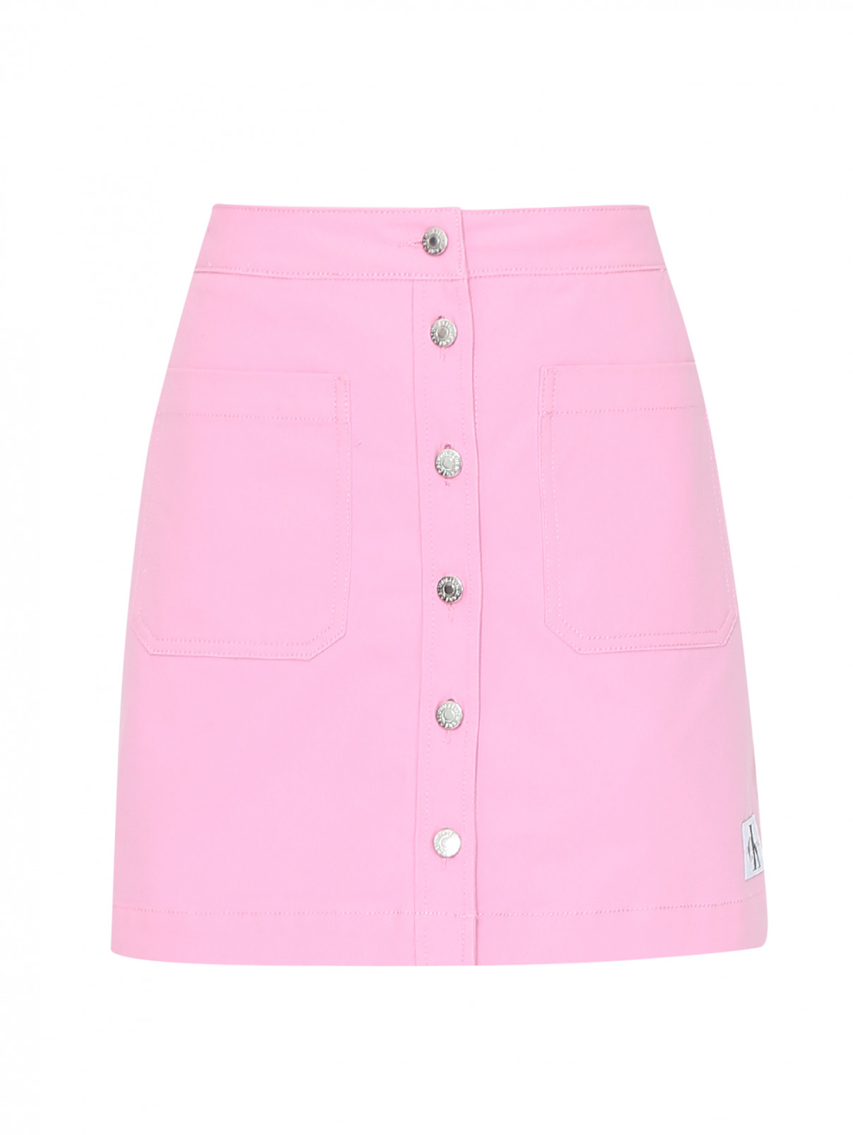 Юбка-мини с накладными карманами Calvin Klein  –  Общий вид  – Цвет:  Розовый