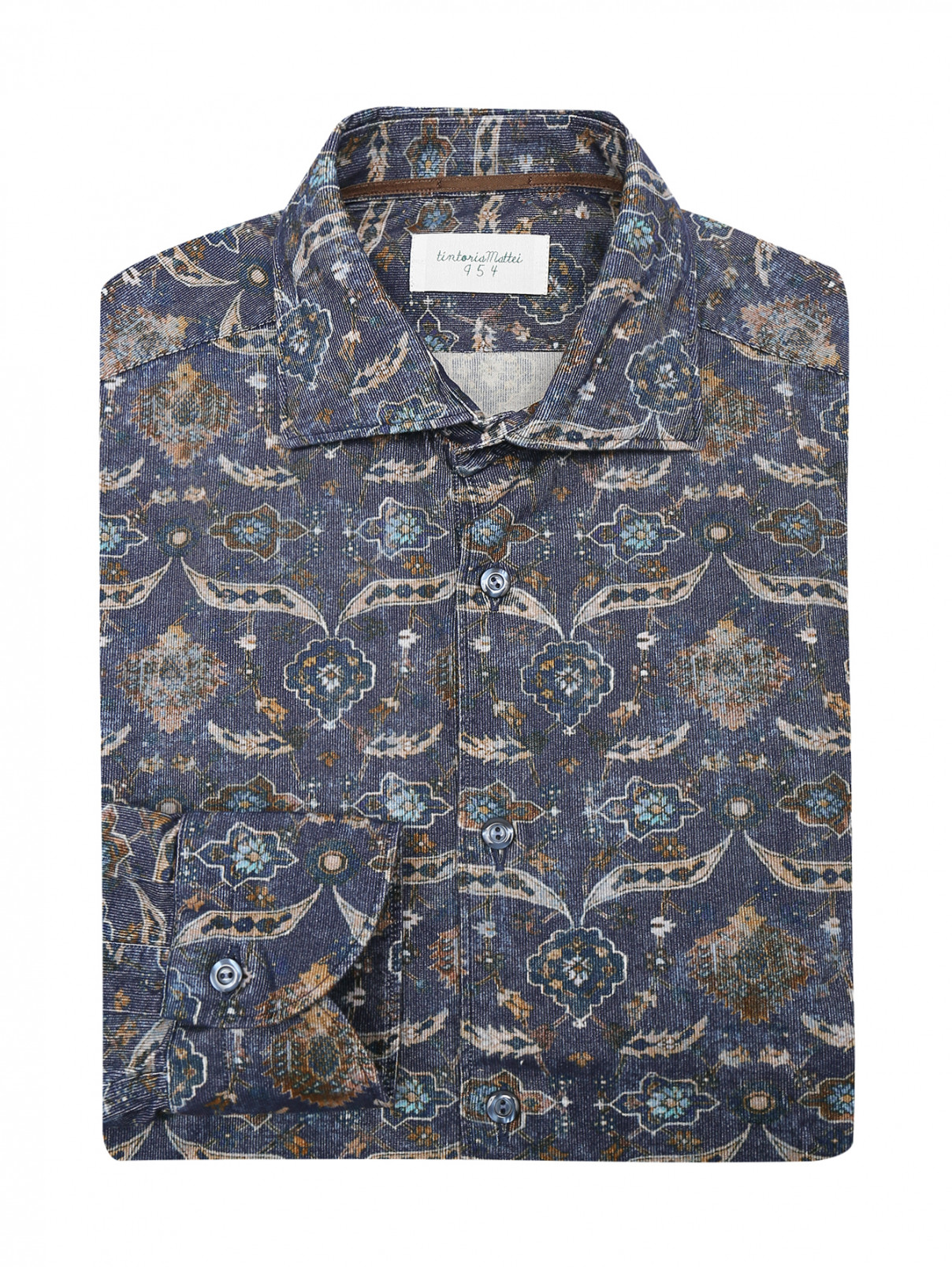 Рубашка из хлопка с узором Tintoria Mattei  –  Общий вид  – Цвет:  Синий