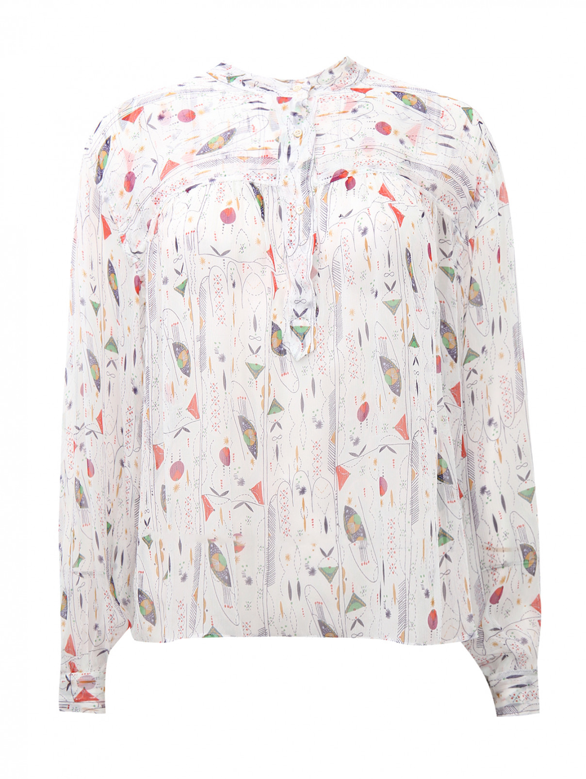 Блуза из шелка с принтом Isabel Marant  –  Общий вид  – Цвет:  Белый