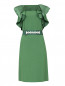 Платье из вискозы с декоративным поясом и воланами Max&Co  –  Общий вид
