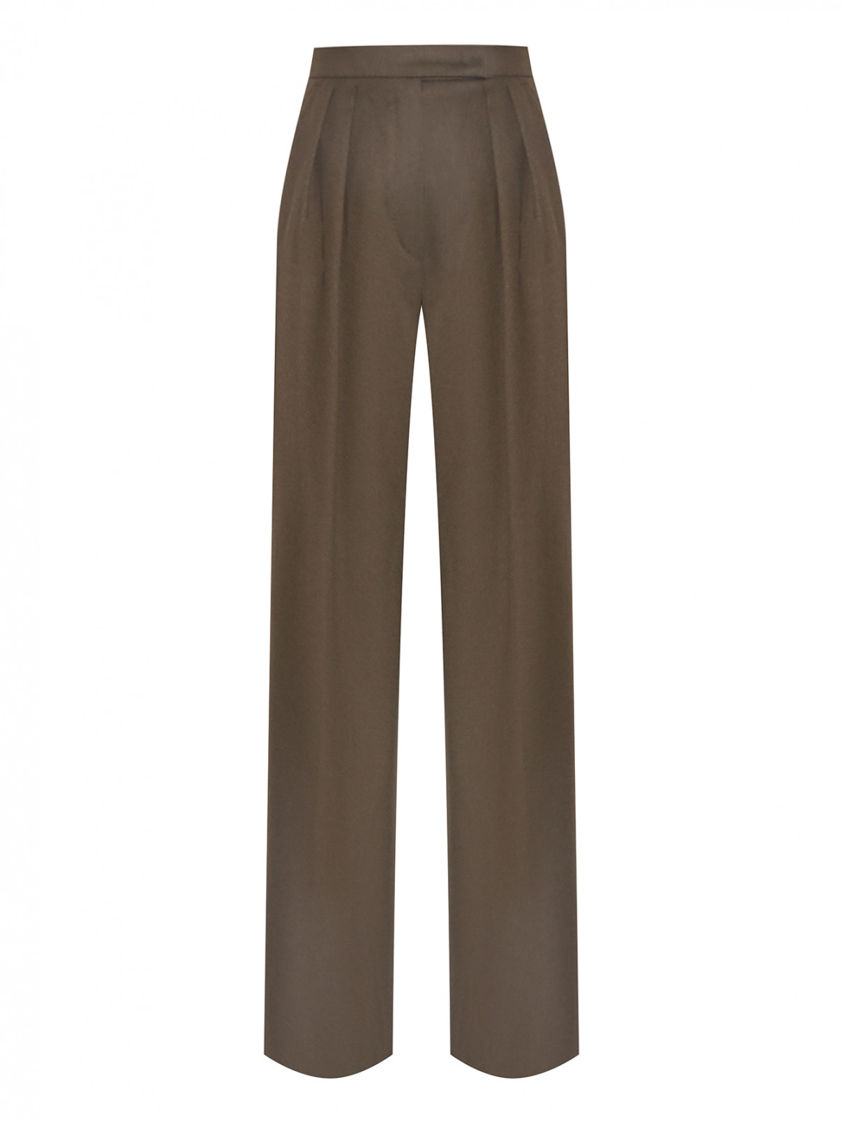 Широкие брюки из шерсти Max Mara  –  Общий вид  – Цвет:  Зеленый