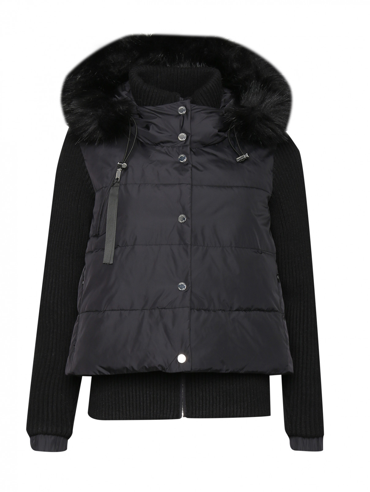 Комбинированная куртка с капюшоном Max&Co  –  Общий вид  – Цвет:  Черный