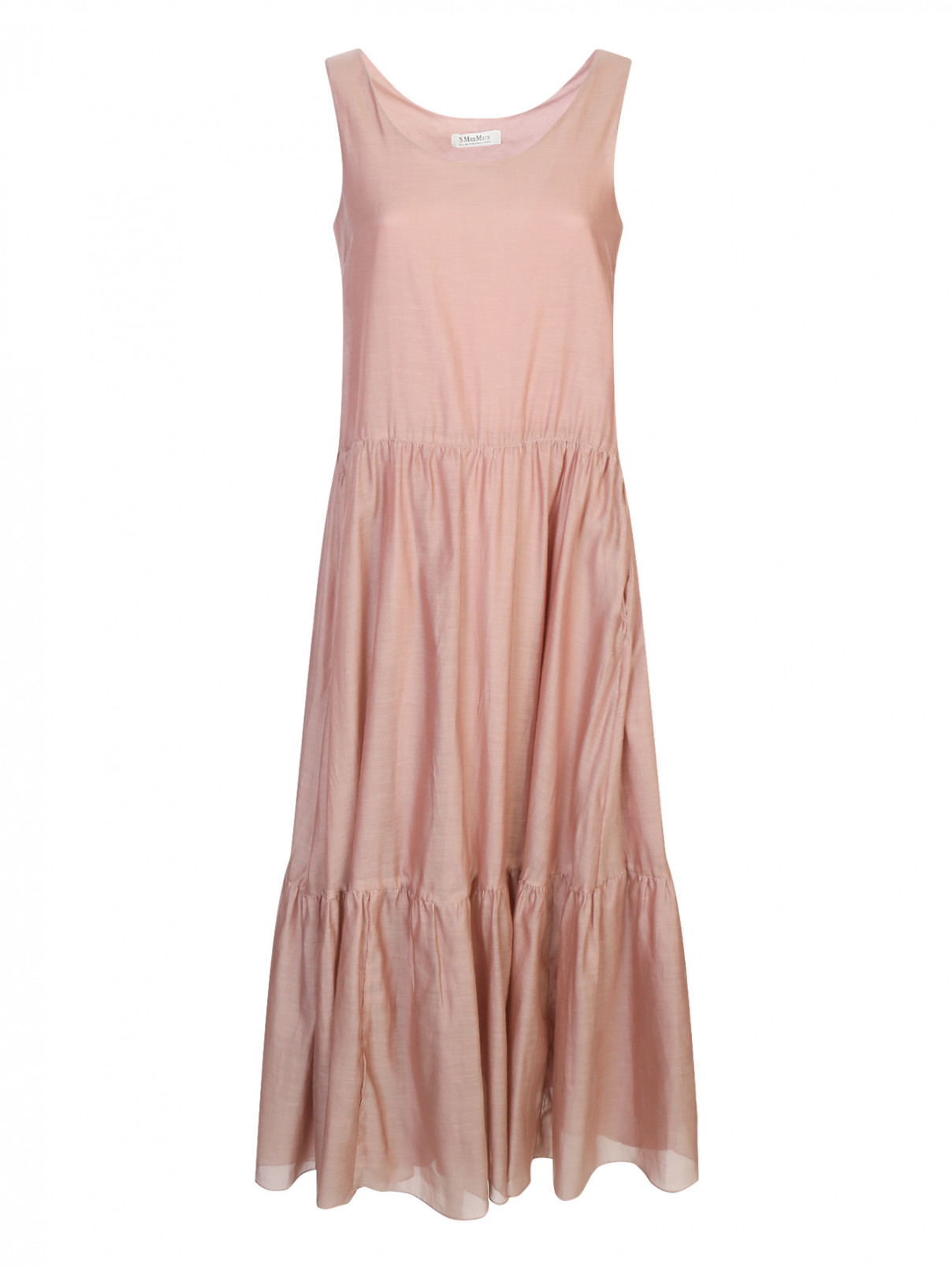 Платье из хлопка и шелка Max Mara  –  Общий вид  – Цвет:  Розовый