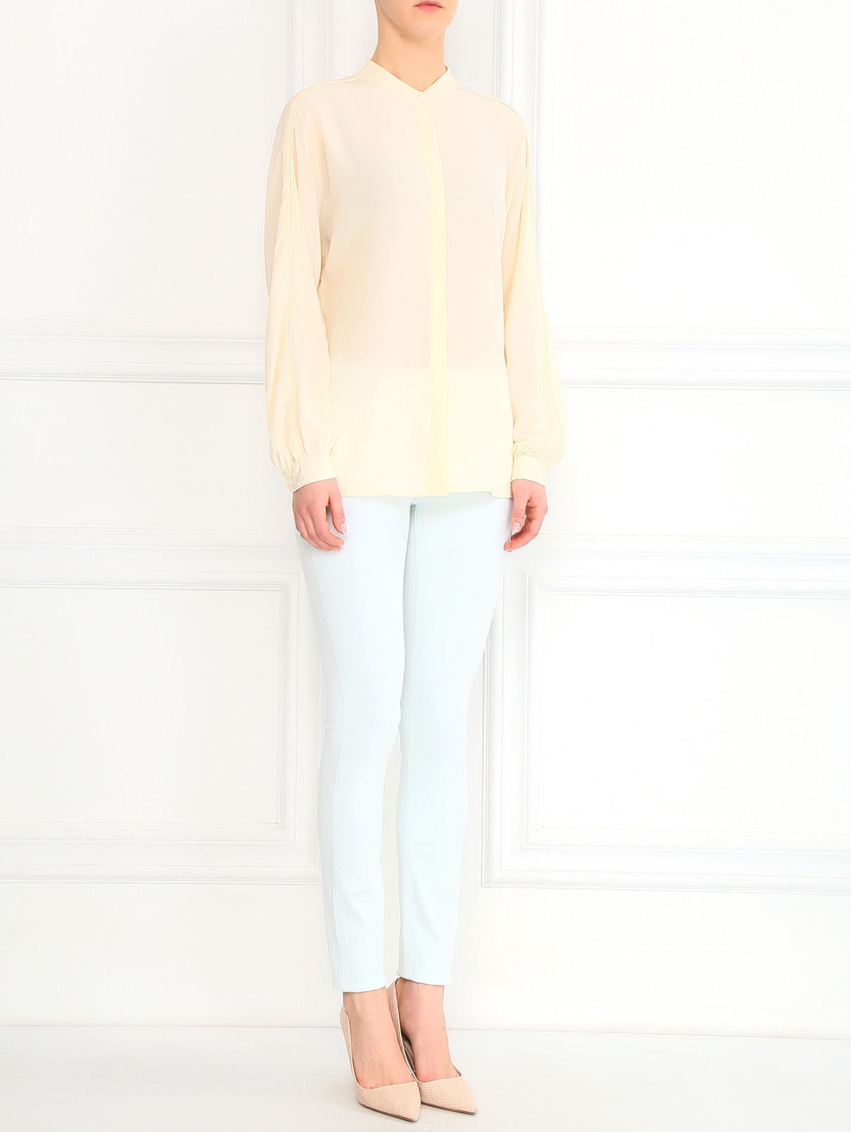 Шелковая блуза на пуговицах CLOSED  –  Модель Общий вид  – Цвет:  Бежевый