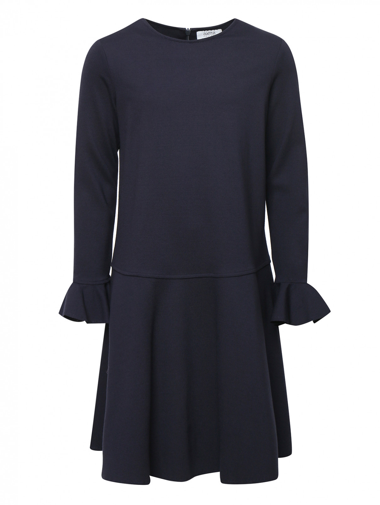 Платье трикотажное с оборками Aletta Couture  –  Общий вид  – Цвет:  Синий